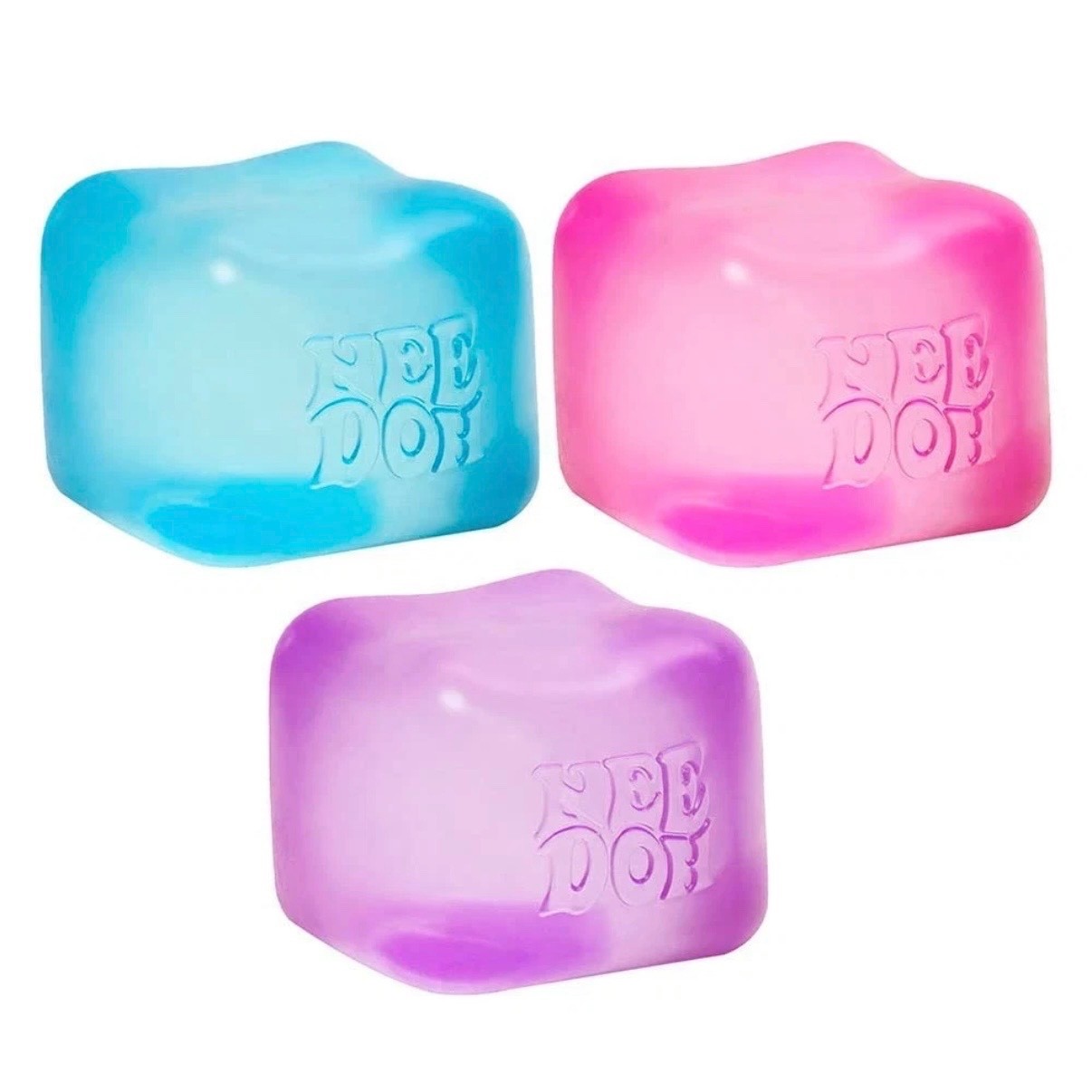 Nee Doh Nice Cube – Super Solid Squish! (Blue, Purple, Pink) New