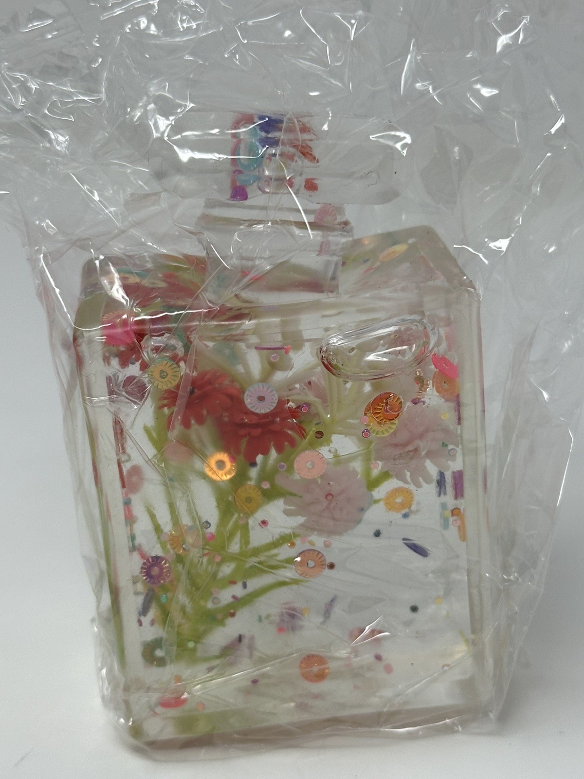 New Perfume Bottle Sugar SQUISHY Squeeze TOY Glitter RED PINK Flower