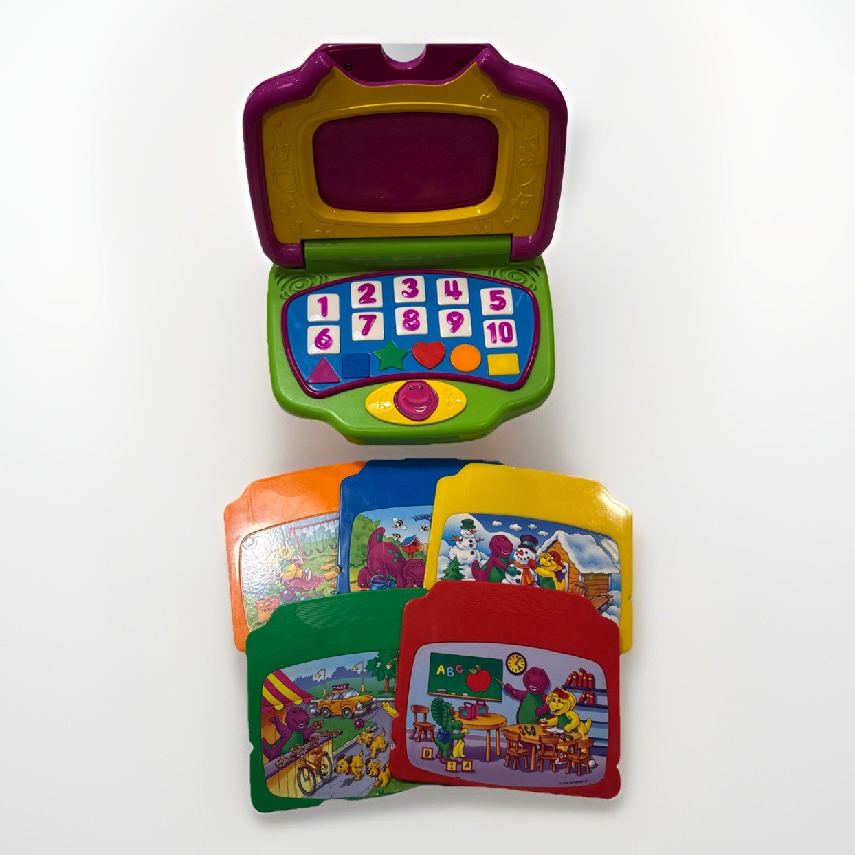 Barney Learning Fun Laptop Toy Complete 5 Story Activity Cards Vtg 2002 Works!