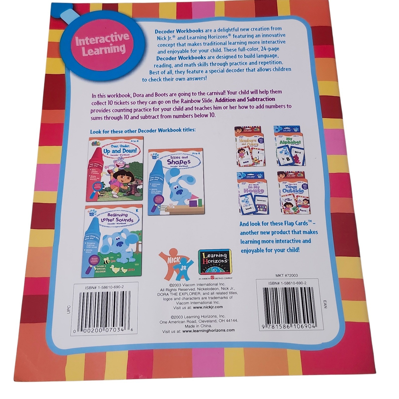 NEW Dora the Explorer Addition Subtraction Workbook Kindergarten 2003