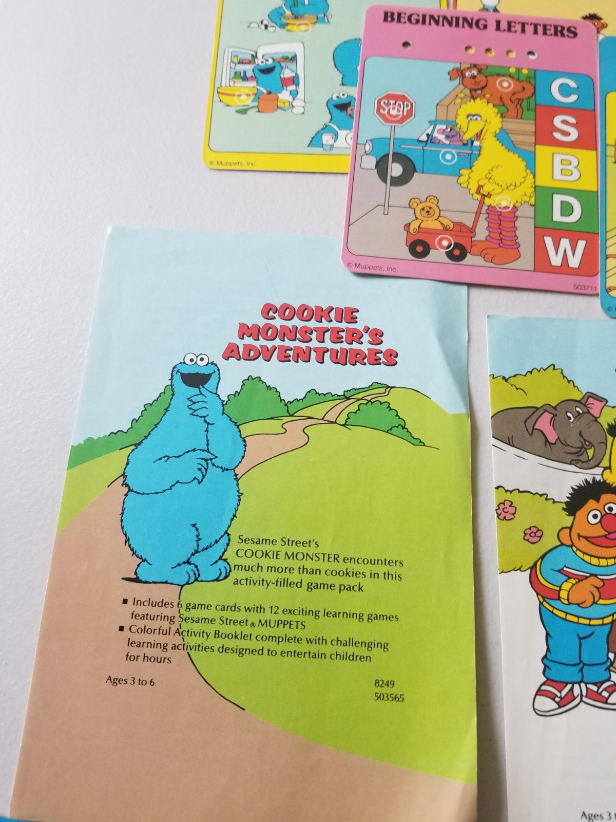 VINTAGE 1987 COLECO SESAME STREET BIG BIRD TOUCH AND TALK REPLACEMENT CARDS +