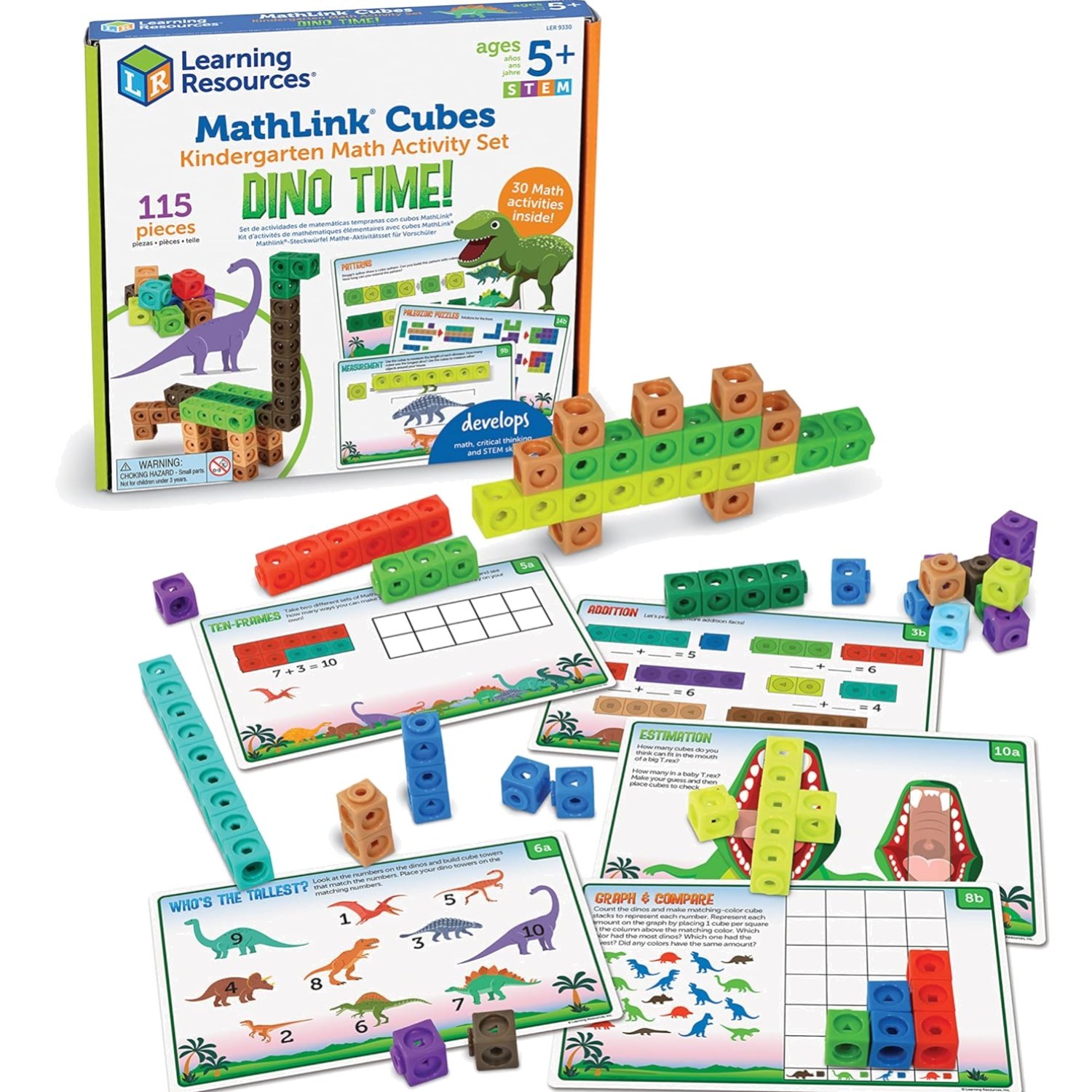 100 Dino-Themed MathLink Cubes for Engaging Math Games – Perfect for Homeschool!