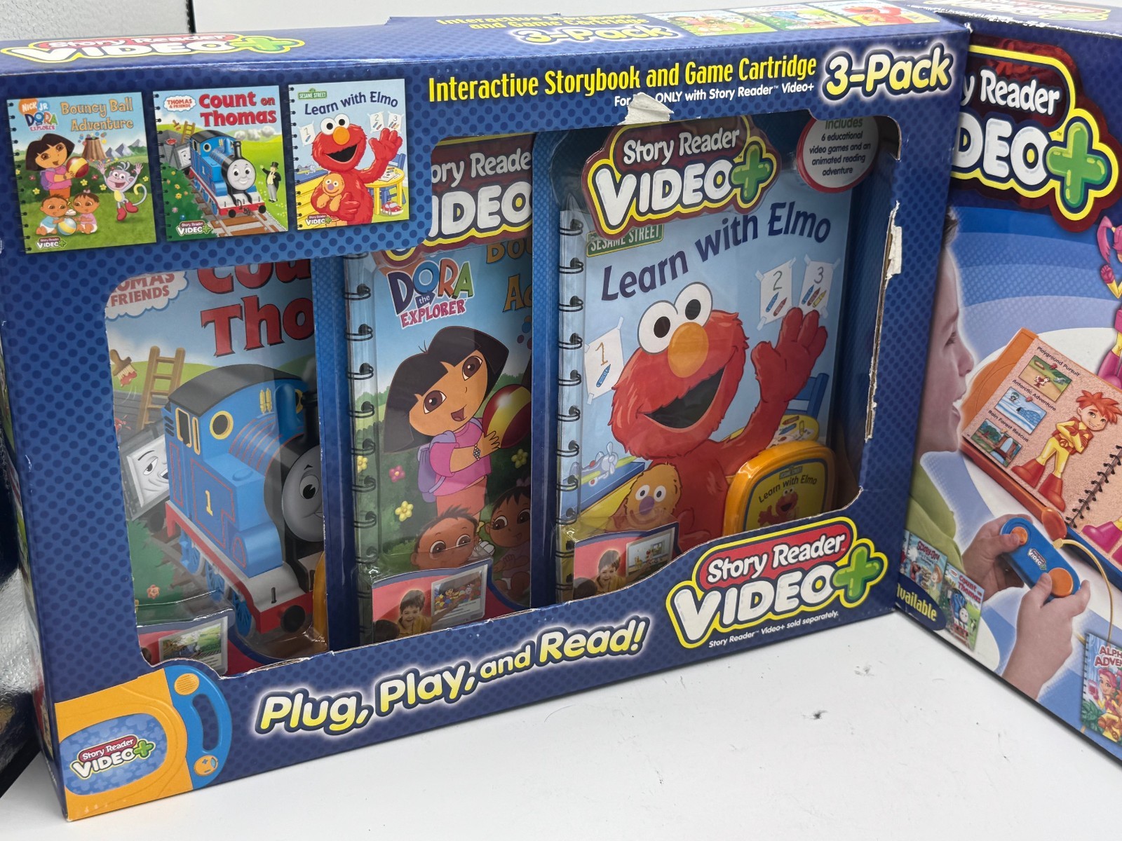 NEW Story Reader Video Plus Early Learning System With 4 Books & Cartridges Elmo