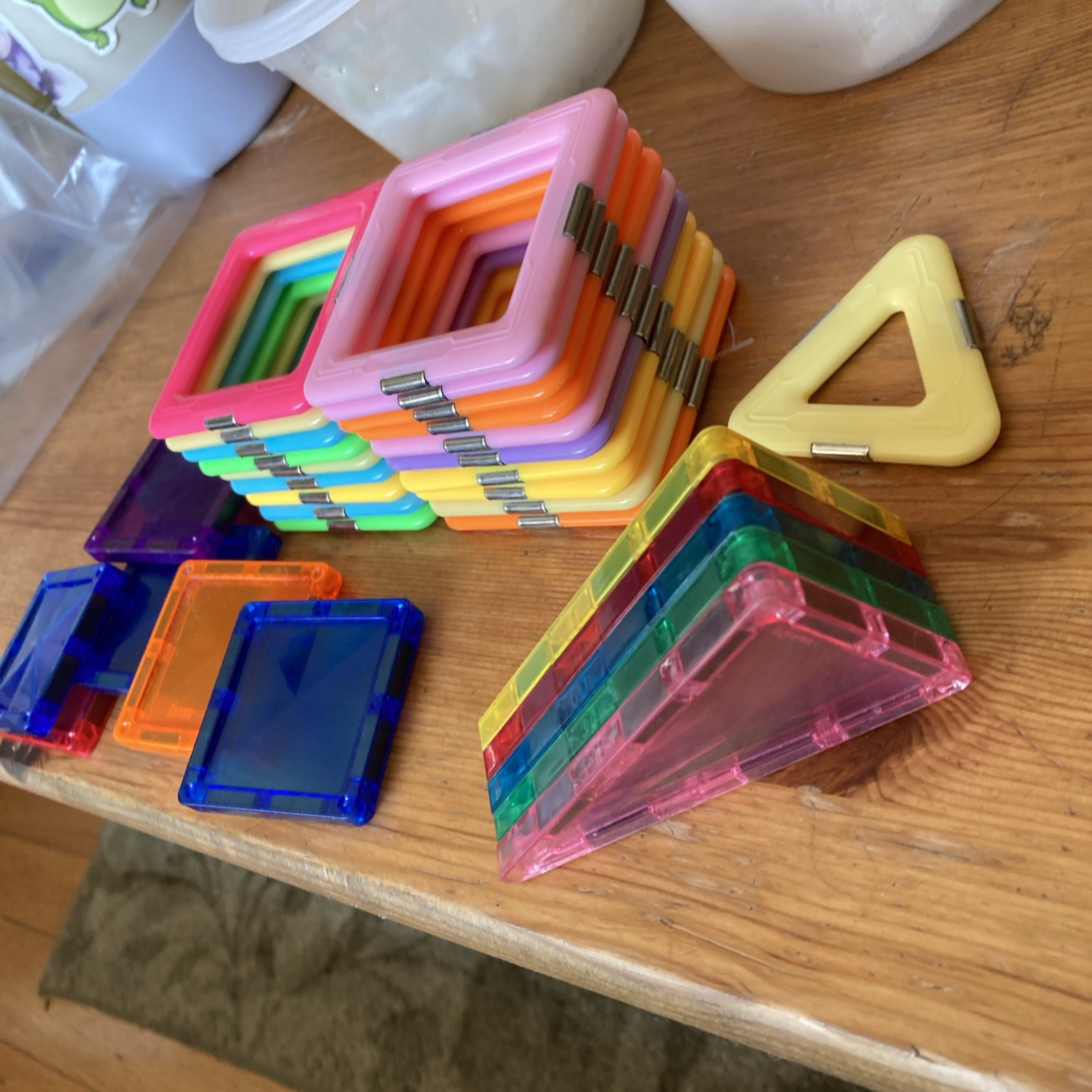 Lot of 32 Magnetic Tiles Different Colors/types Early Learning