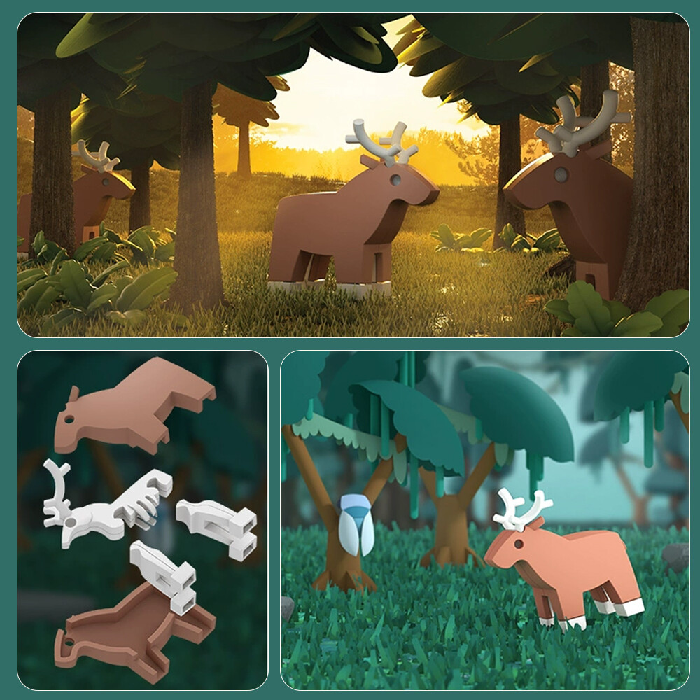 HALFTOYS 3D Forest Wildlife Assembly Toy Intellective Building Blocks ABS
