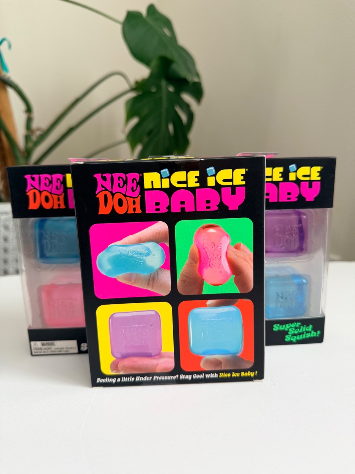 NeeDoh Nice Ice Baby 4 pack, Set of Four Nee Doh Mini Nice Cube Pink Blue Purple