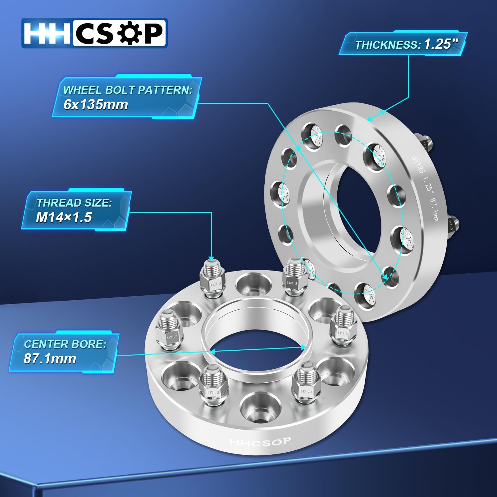 HHCSOP 6×135 Wheel Spacers for 2015-2023 Ford F150 1.25 inch inch, white