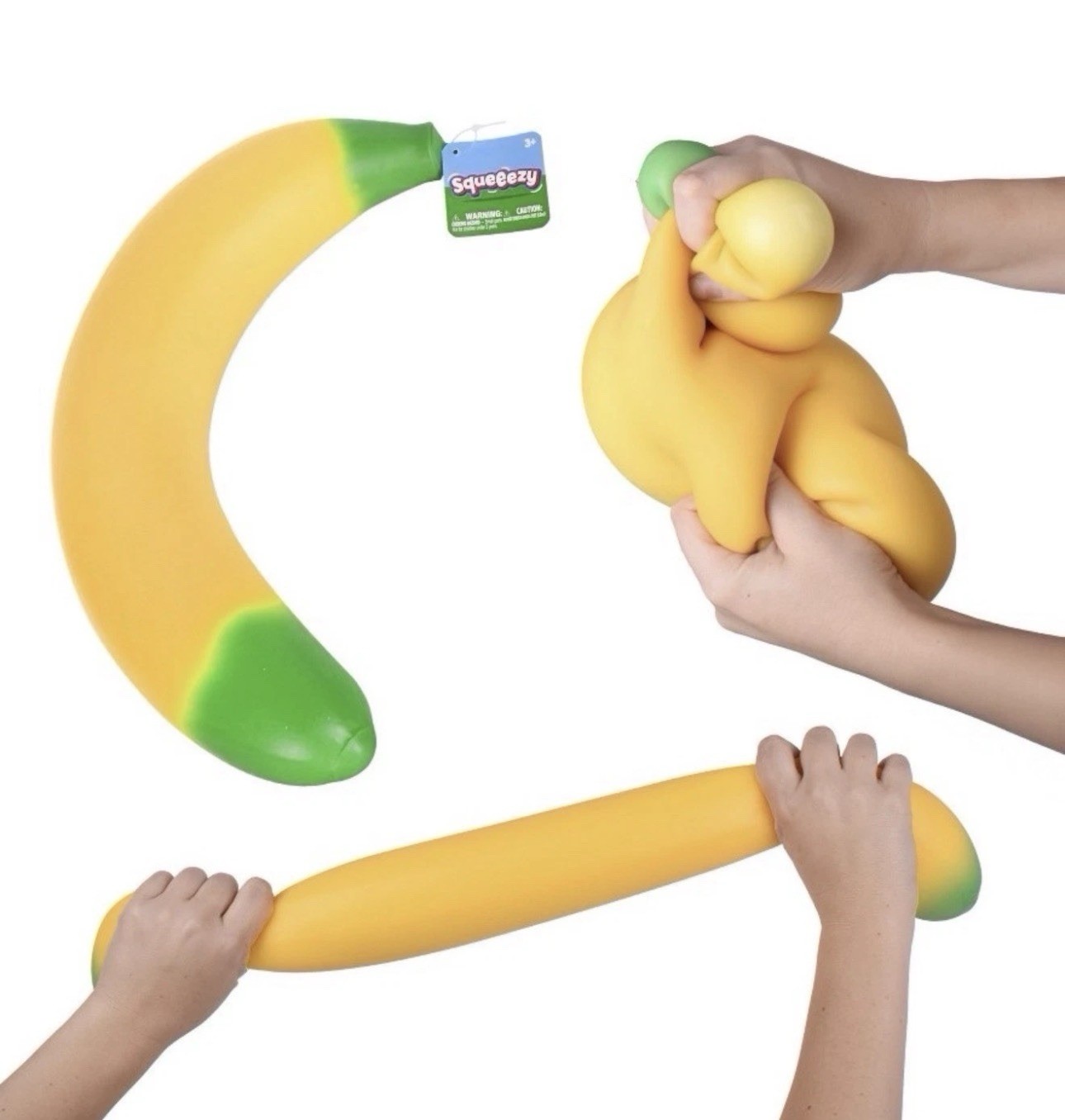 Sunny Days Squeezy Squishy Stretchy Banana NEW FAST SHIP
