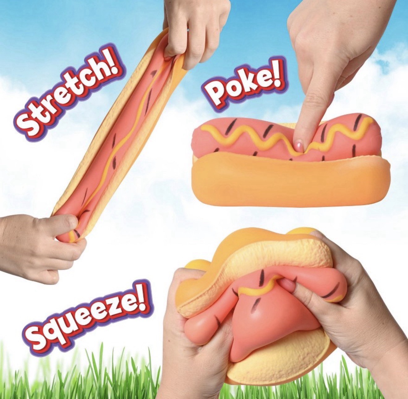 Toymendous Sunny Days Jumbo Hot Dog Squish Viral Summer Squishy Toy New 2026