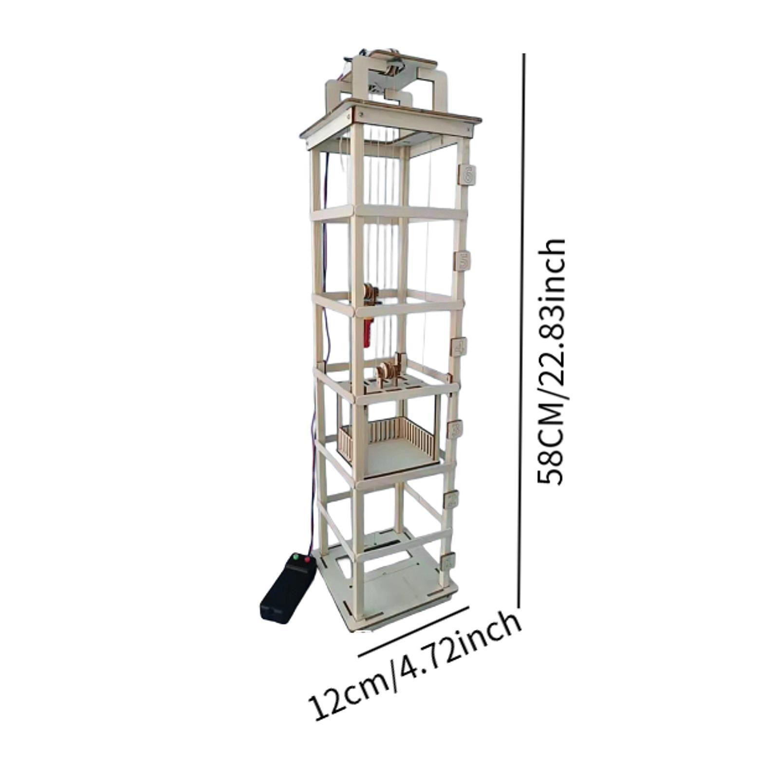 Wooden Elevator Model DIY Assembly Science Building Kit for Boys Girls Gift