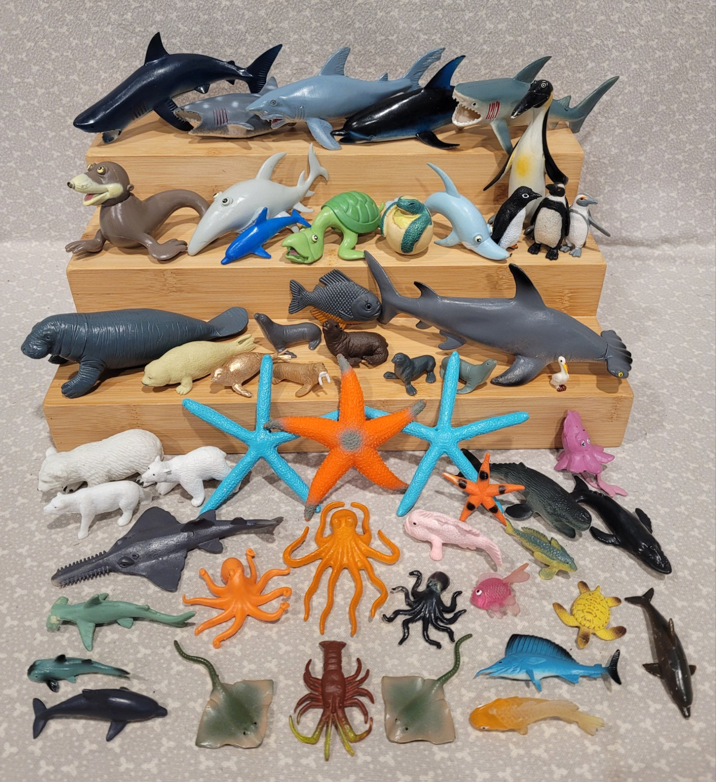 Dolphin Seal Fish Octopus Penguin Shark Marine Ocean Animal Figure Lot 50+ Pcs