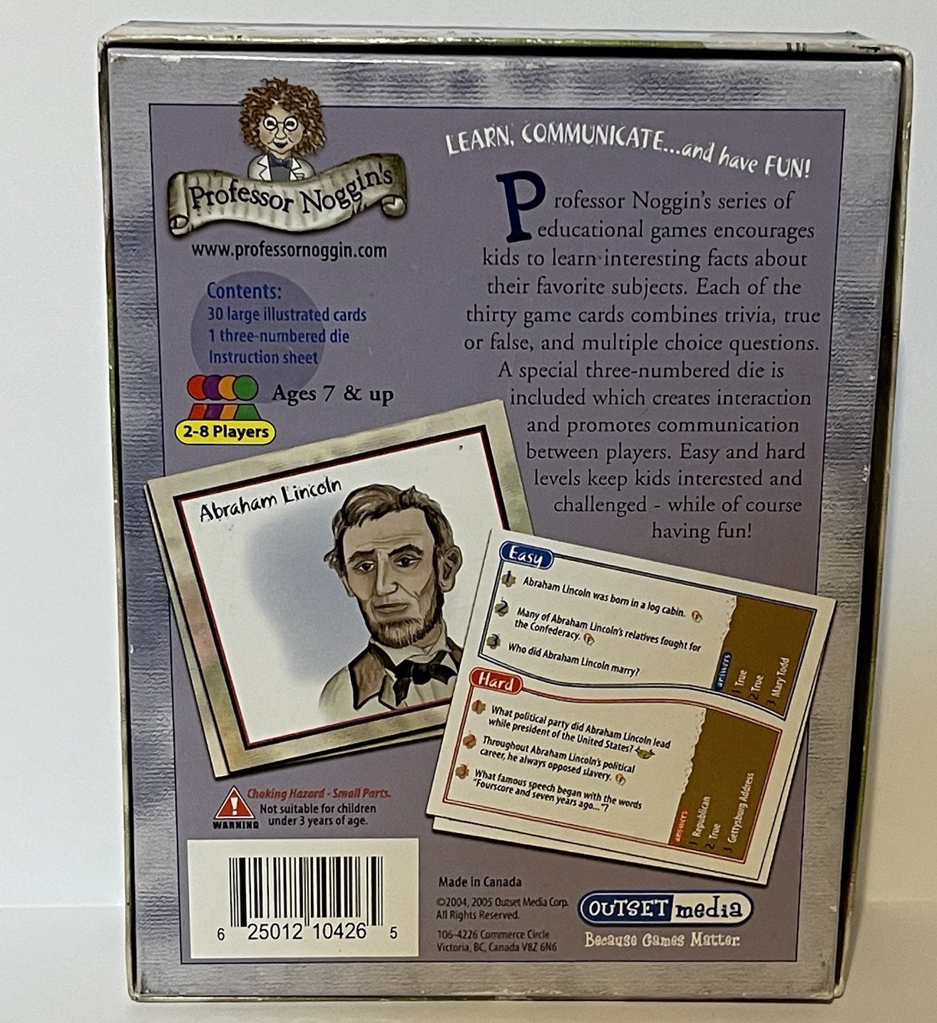 Professor Noggins Civil War Card Game Educational Trivia Complete