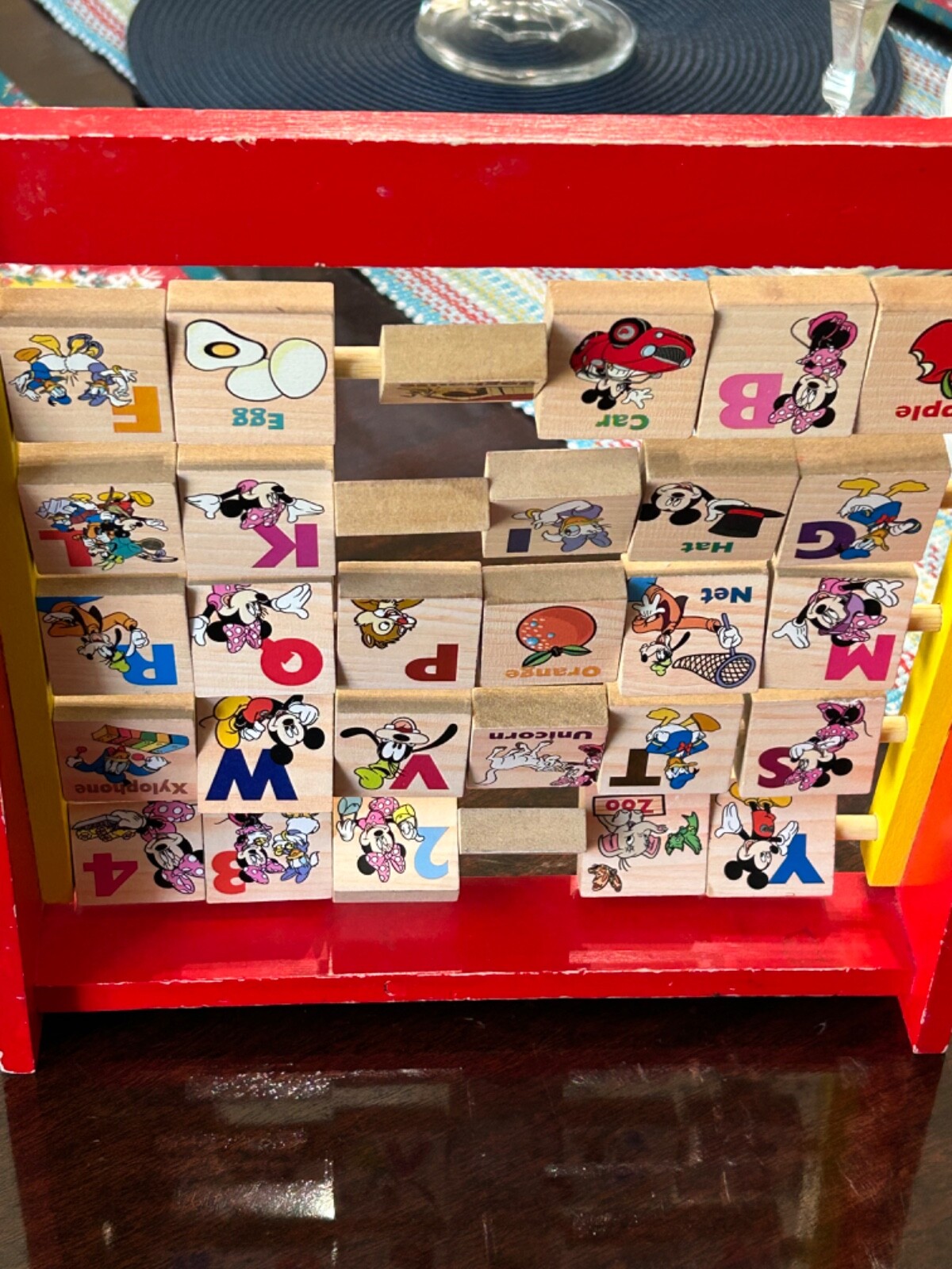 Vintage Disney Mickey Mouse Flip-Flop Alphabet Blocks Wooden Block Learning Toy
