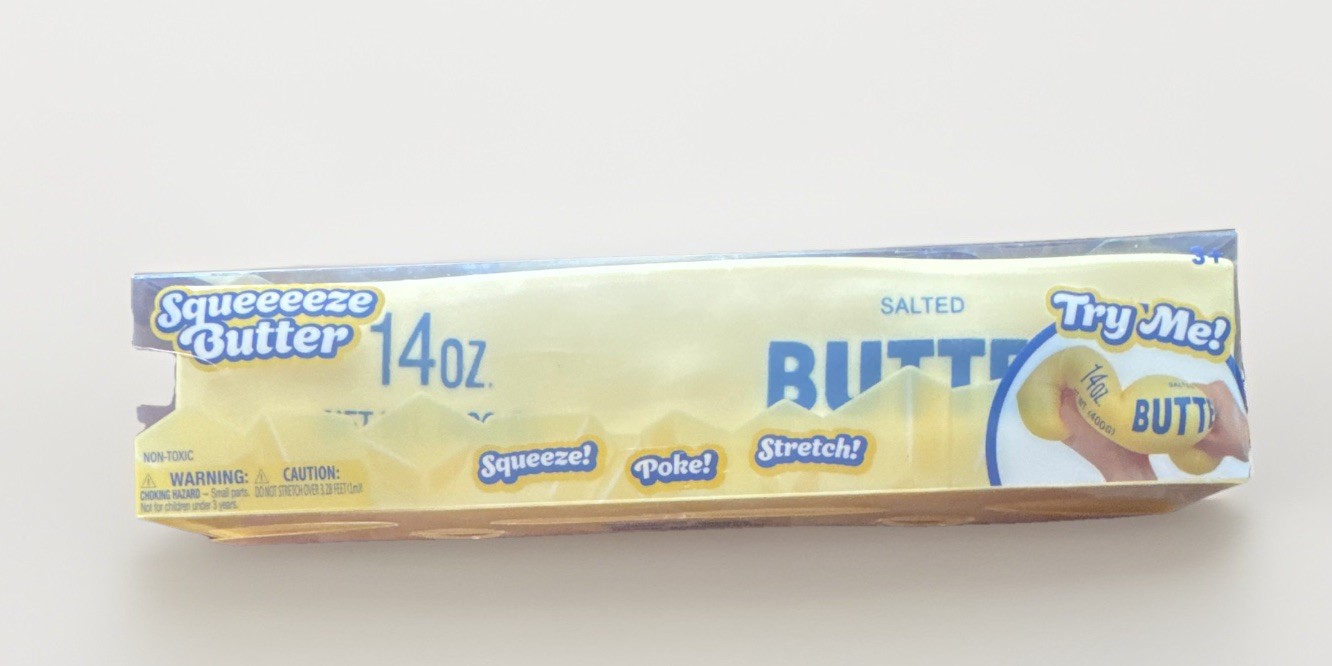 Squeeeeze Butter 14 oz Salted Butter Tactile Squeeze Toy Yellow
