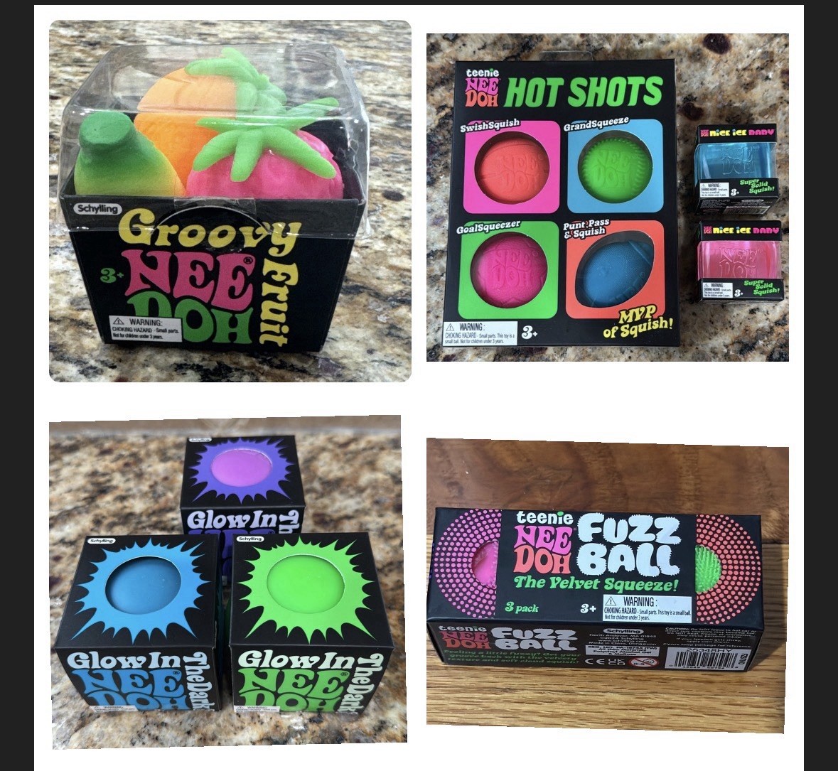 Needoh Bundle 💥💥Fruit basket, Hot Shots. Teenie Fuzz Balls, Mini Cubes, Glow