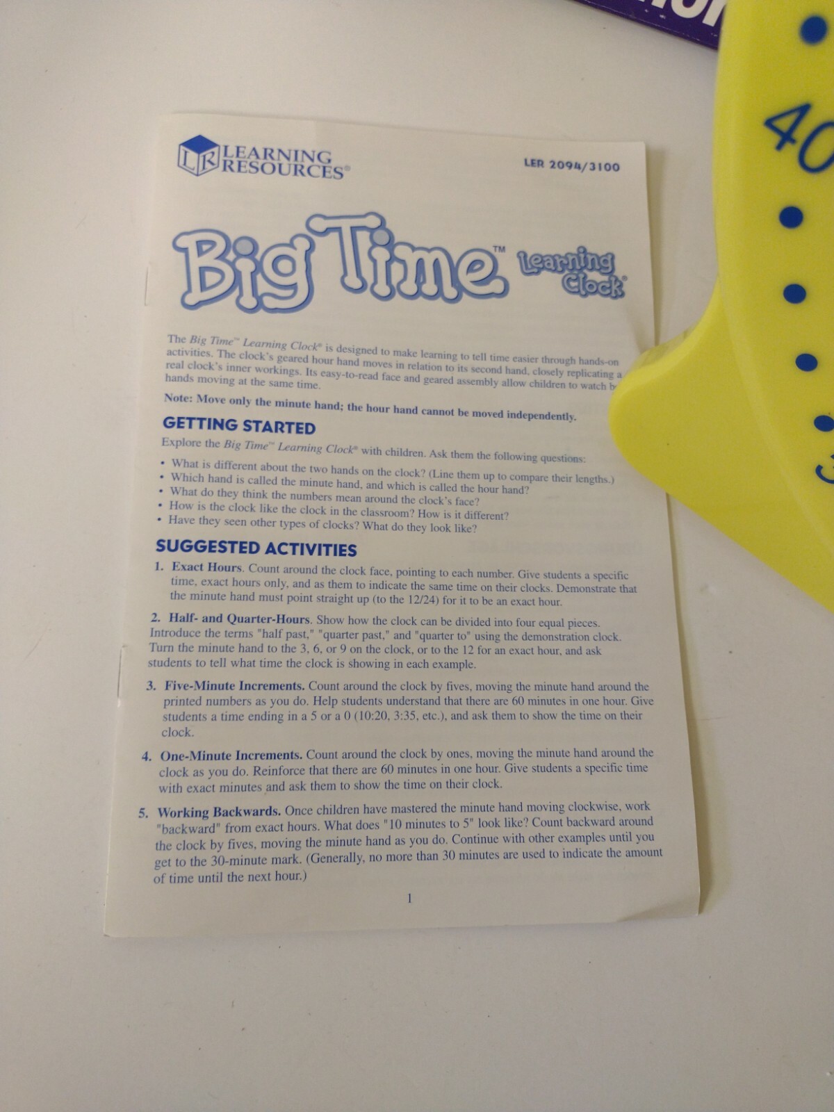 13″ Big Time Learning Clock with Activity Guide From Learning Resources