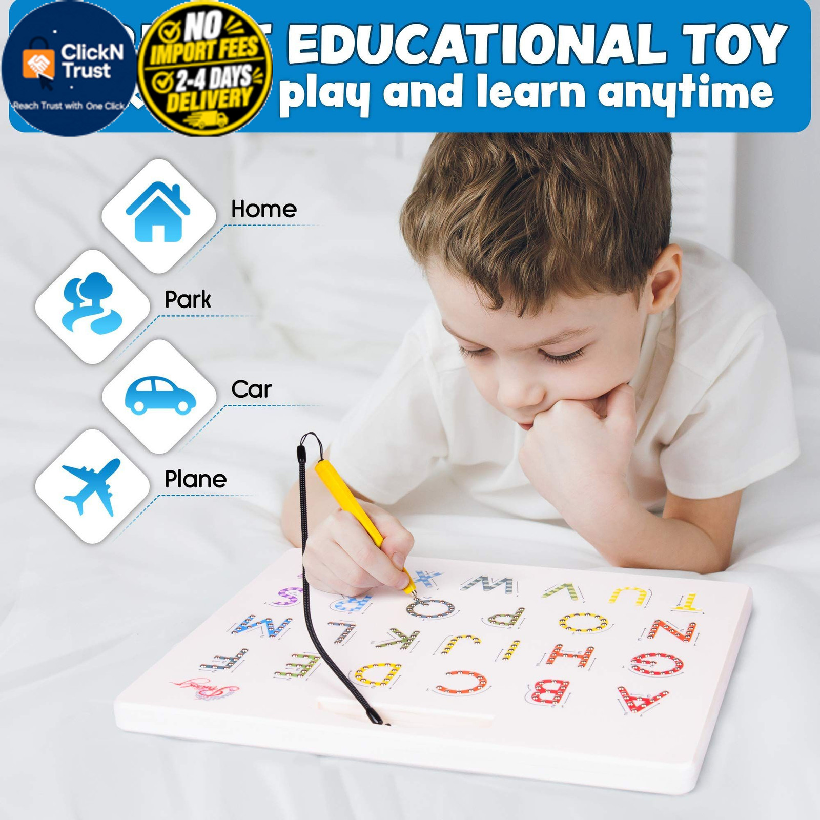 Magnetic Alphabet Tracing Board – double sided letters & Small, Multicolor