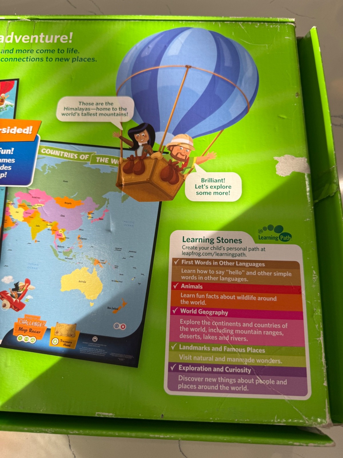Leap Frog Interactive Jumbo World Map 2 Sided Tag Read System Pen Not Included