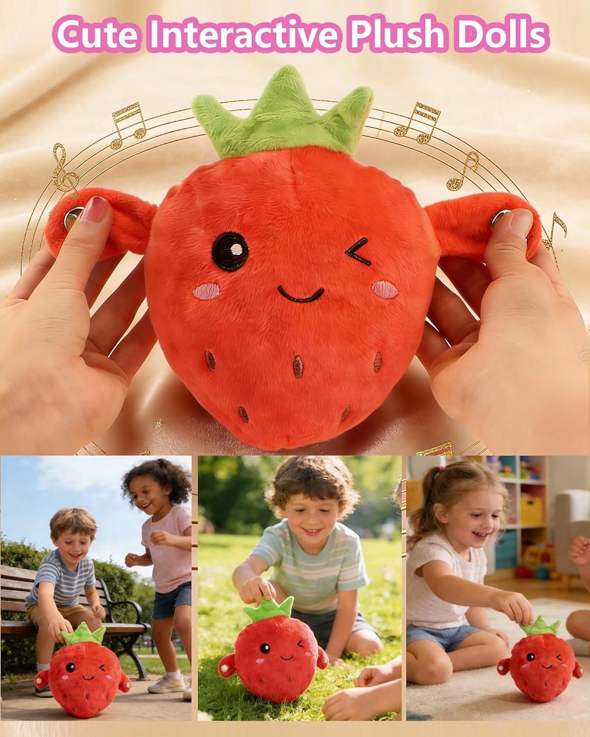 Magic Touch Interactive Music Plush Toy,Soft Baby Musical Sensory Toy with Sound