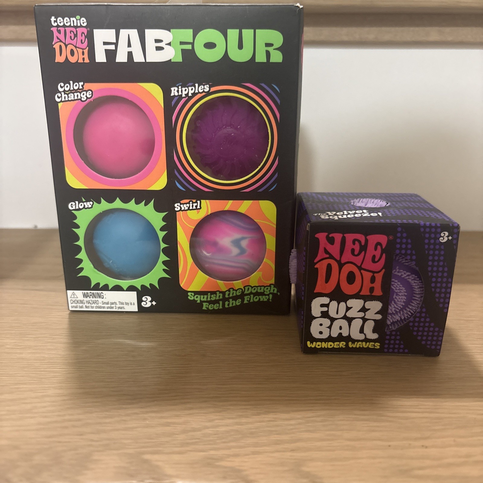 SCHYLLING authentic Needoh fab Squish4 & Needoh velvet Squish fuzz Ball. Purple.