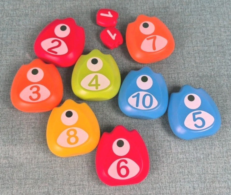 10 Hape Monster Math Scales REPLACEMENT WEIGHTS ONLY 1, 2, 3, 4, 5, 6, 7, 8. 10