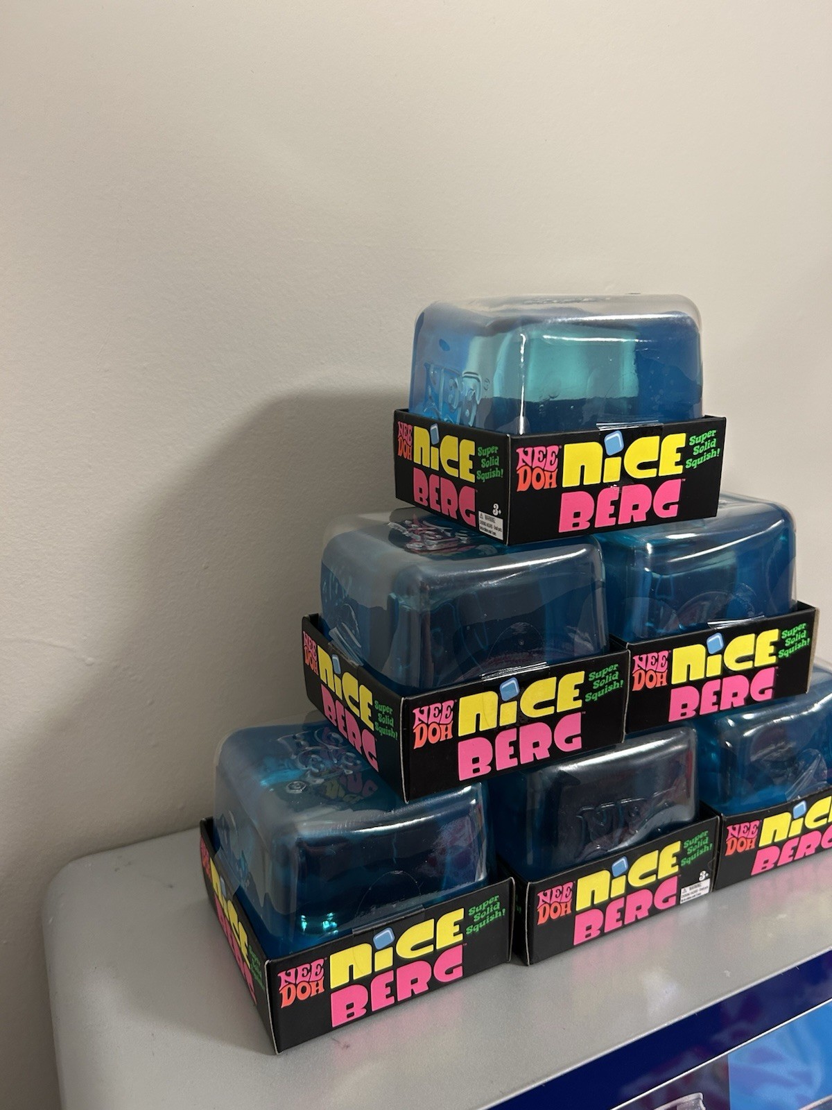 Lot Of 6 NeeDoh Nice Berg Blue XL Giant Nee Doh Niceberg Squishy BLUE Ice Block
