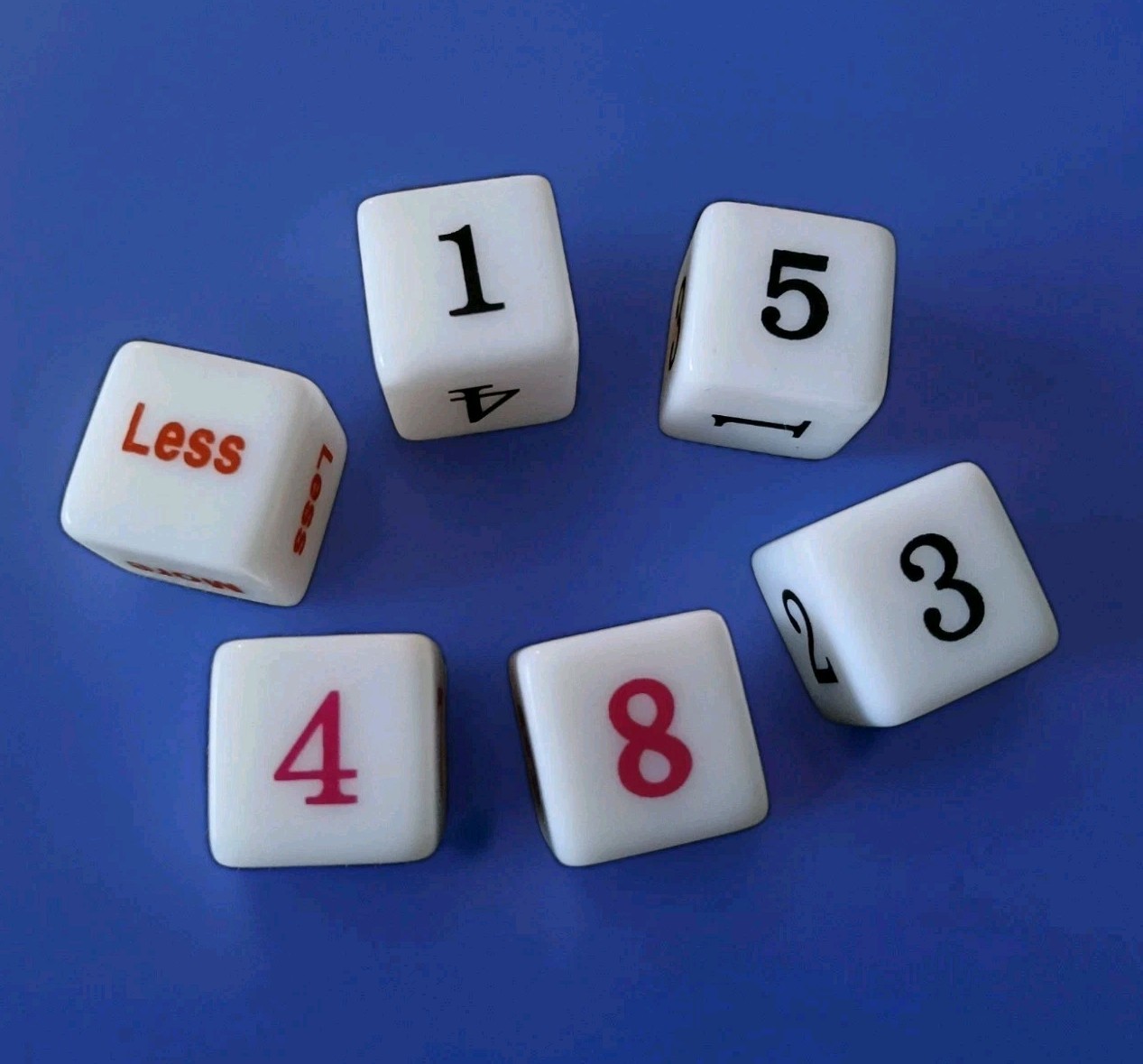 More And/or Less 6 Sided Red/black Dice Math Manipulatives Set for Students