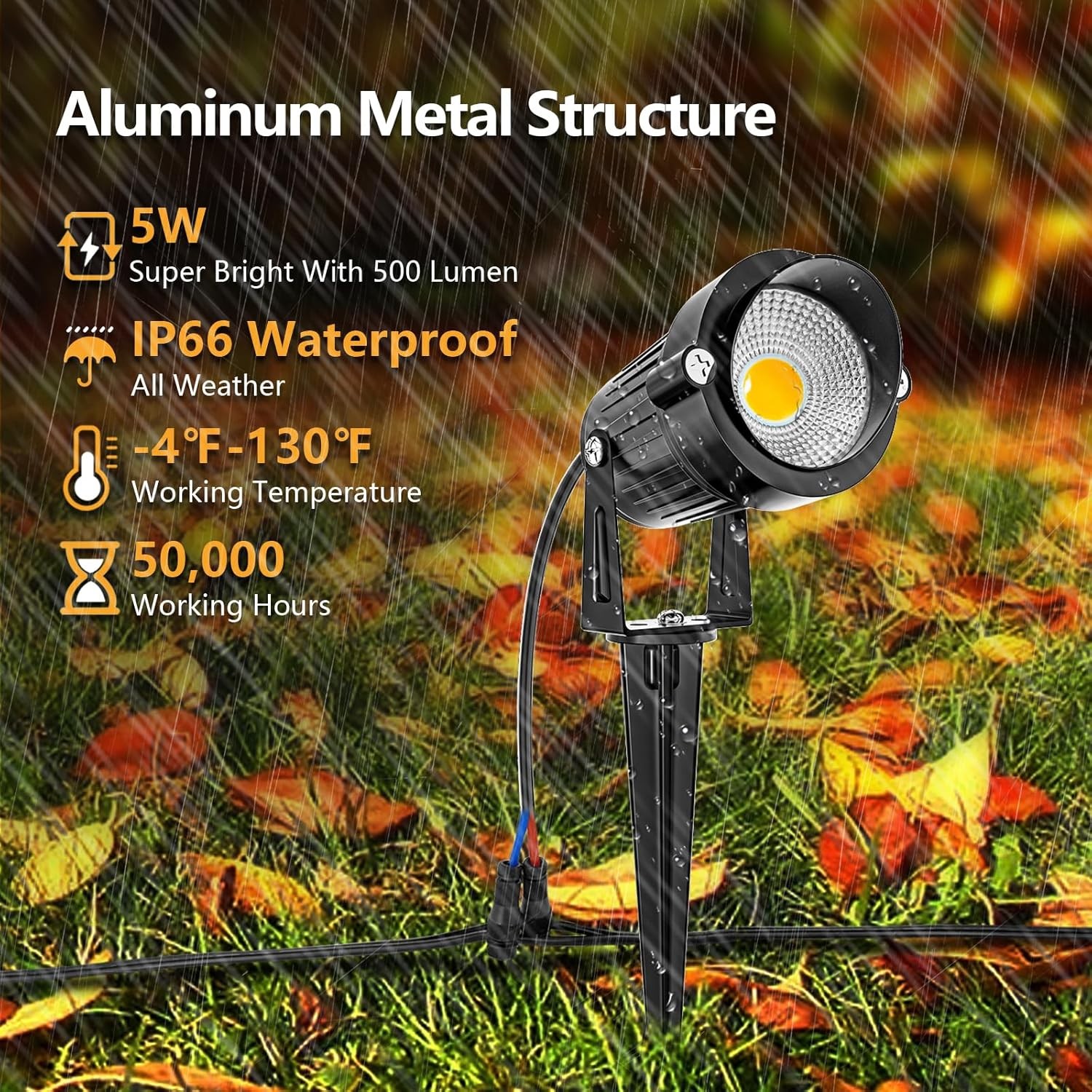 5W LED Low Voltage Landscape Lights with Transformer and 80FT Wire 8 Pack