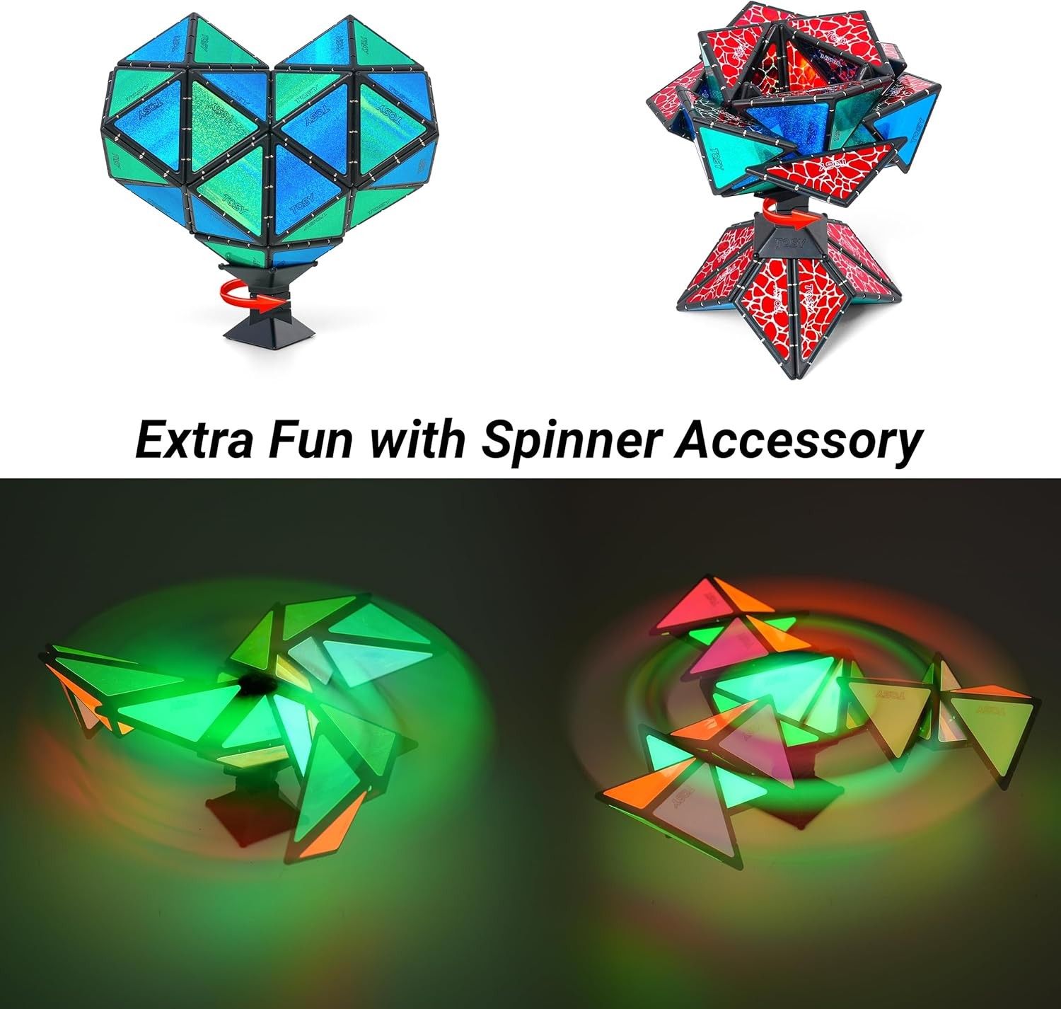 TOSY Magnet Pyramid Glow – 1 Cube Transforms into 1 Billion Shapes (Bunny, Egg,