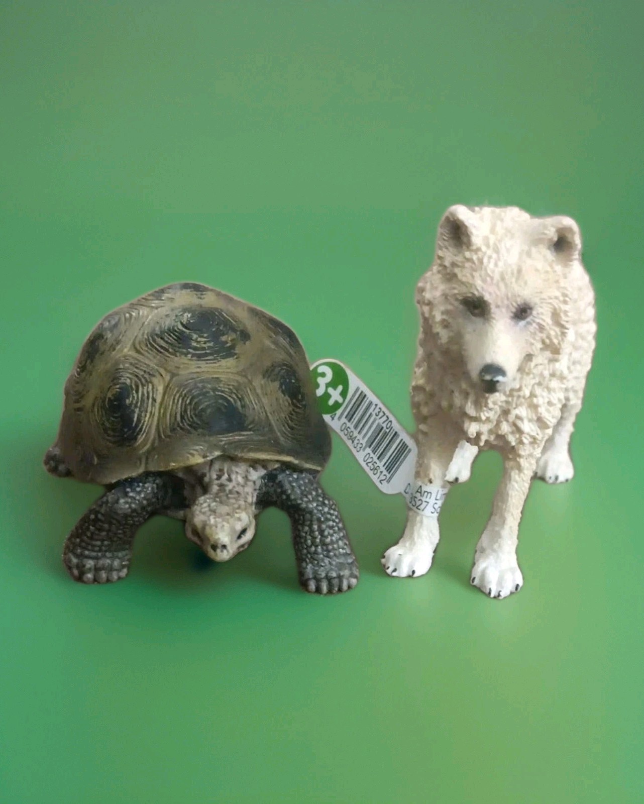 2 Schleich Giant Tortoise Wild Life ’08 & White Wolf Toy Figures Diorama Animals