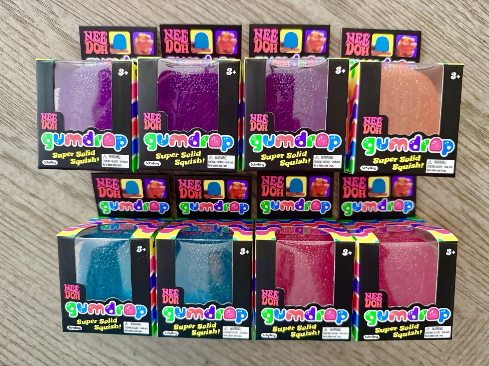 NeeDoh Gumdrop 8 Total Pink Blue Orange Purple Viral Lot Schylling Original NEW