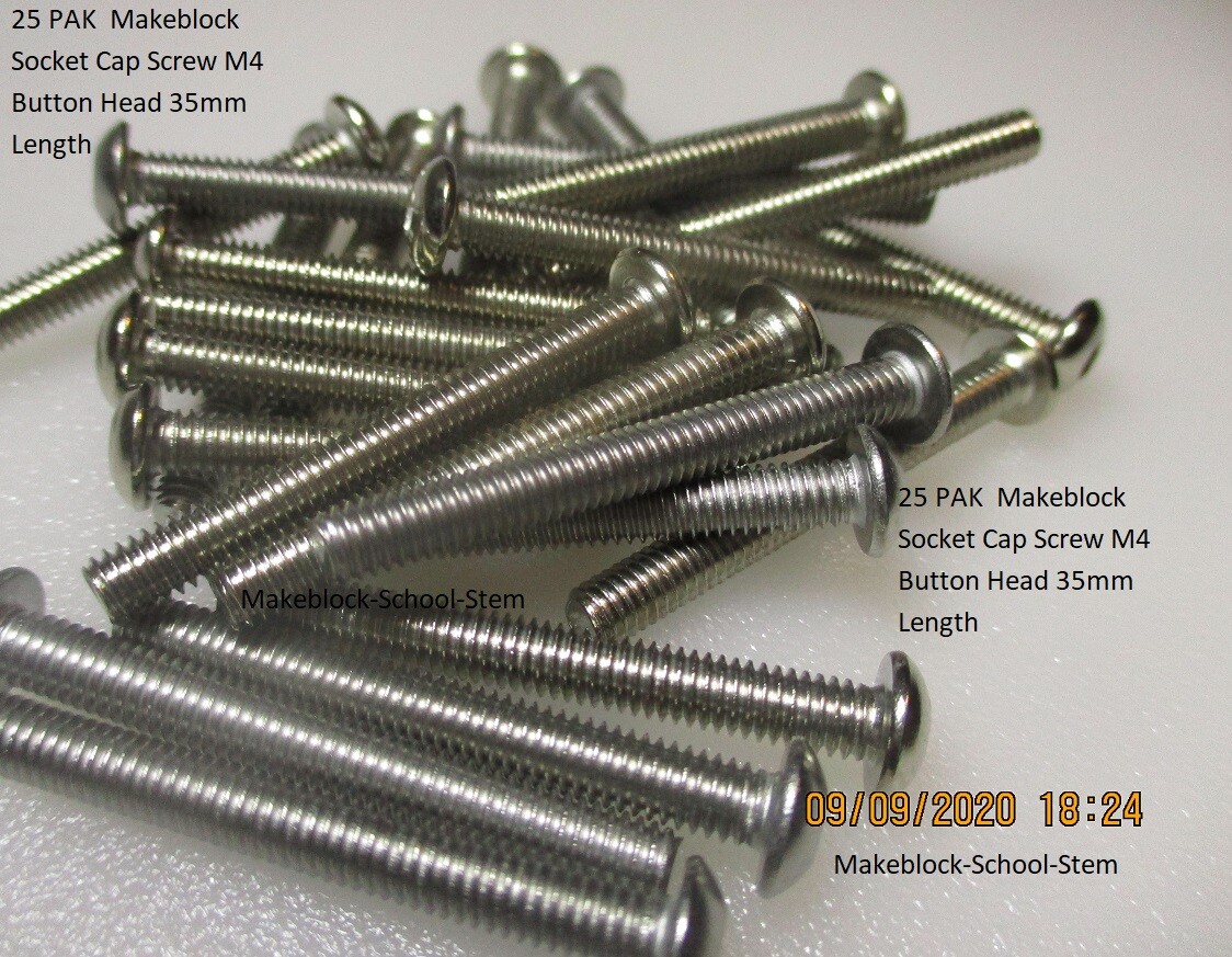 25 PAK Makeblock Socket Cap Screw M4 Button Head 35mm Length