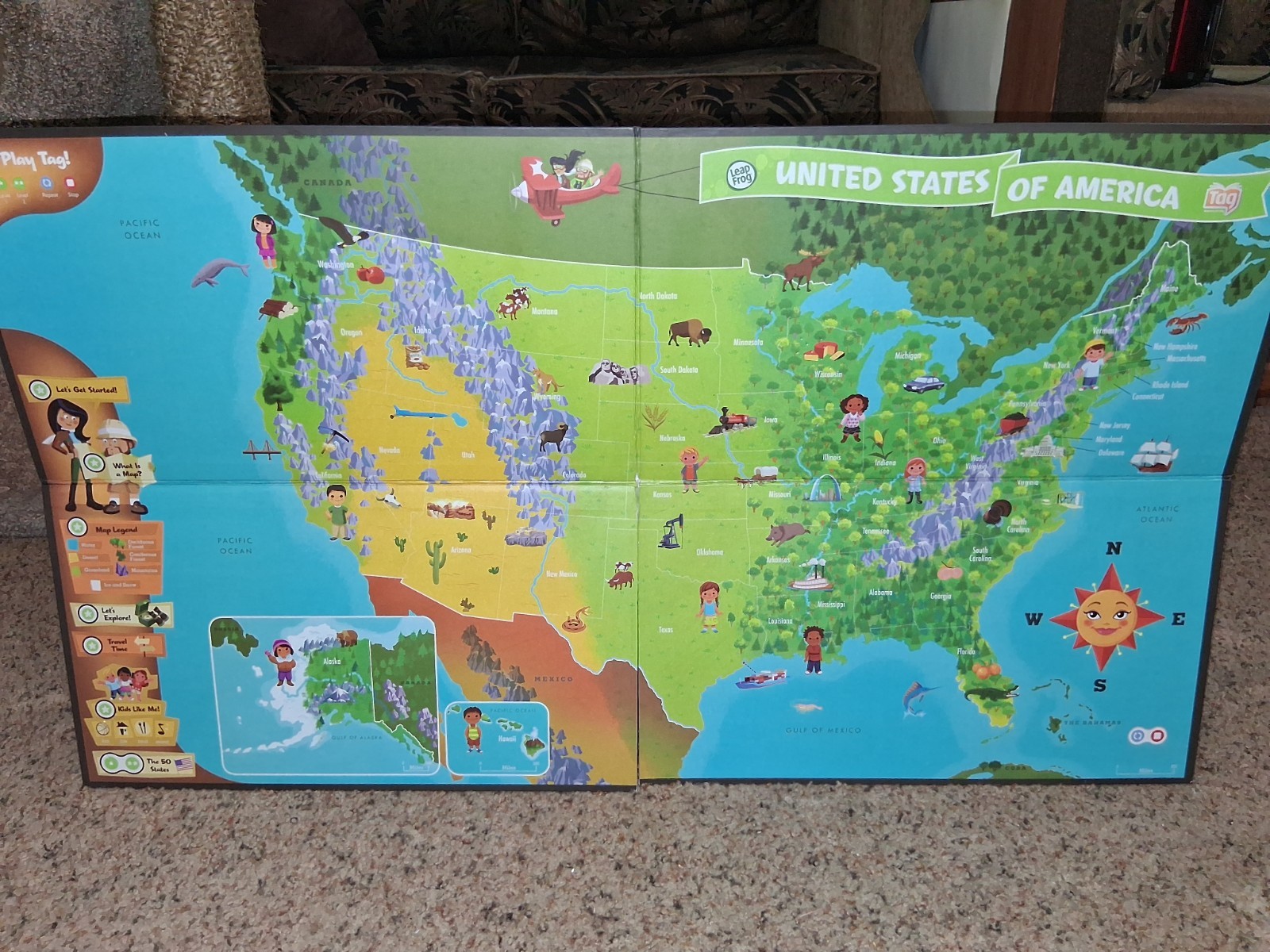 Leap Frog Tag Interactive United States Map 2 Sided Jumbo 35″ x 20″ FREE SHIP
