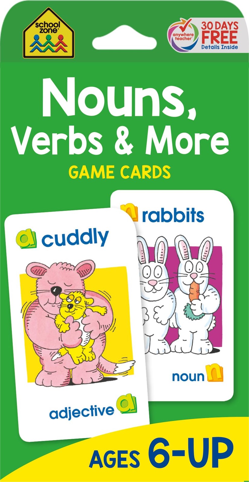 School Zone Nouns, Verbs & More Game Cards: 56 Cards, Large, multicolor