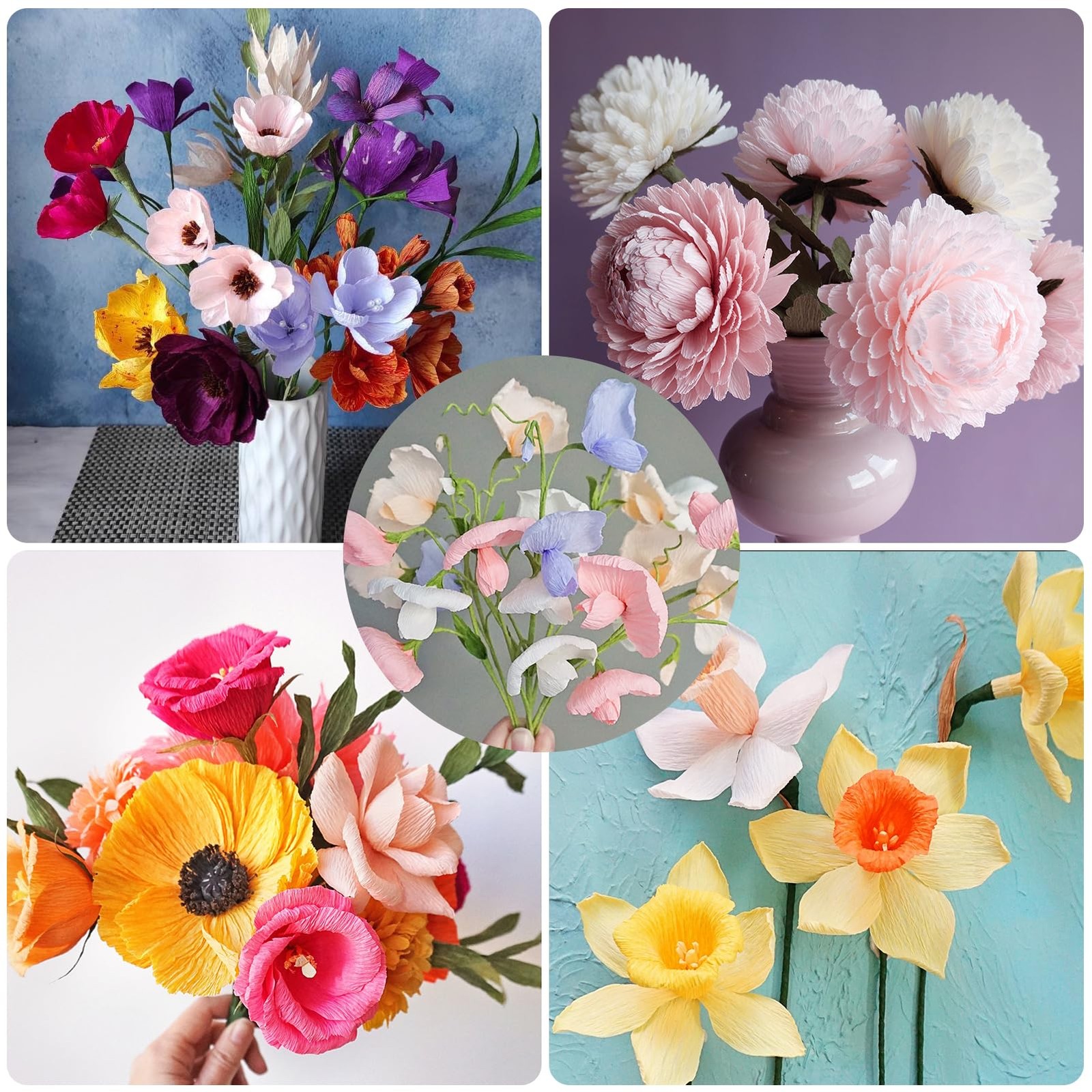 Crepe Paper Flower DIY 14 Colors, 9.8 x 98 Inch Wide Multiple colors 1