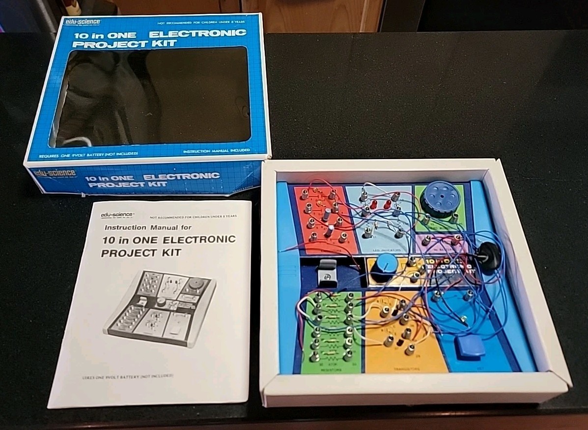 Vintage 1987 Edu Science 10 in One Electronic Project Kit with manual Fast Ship!