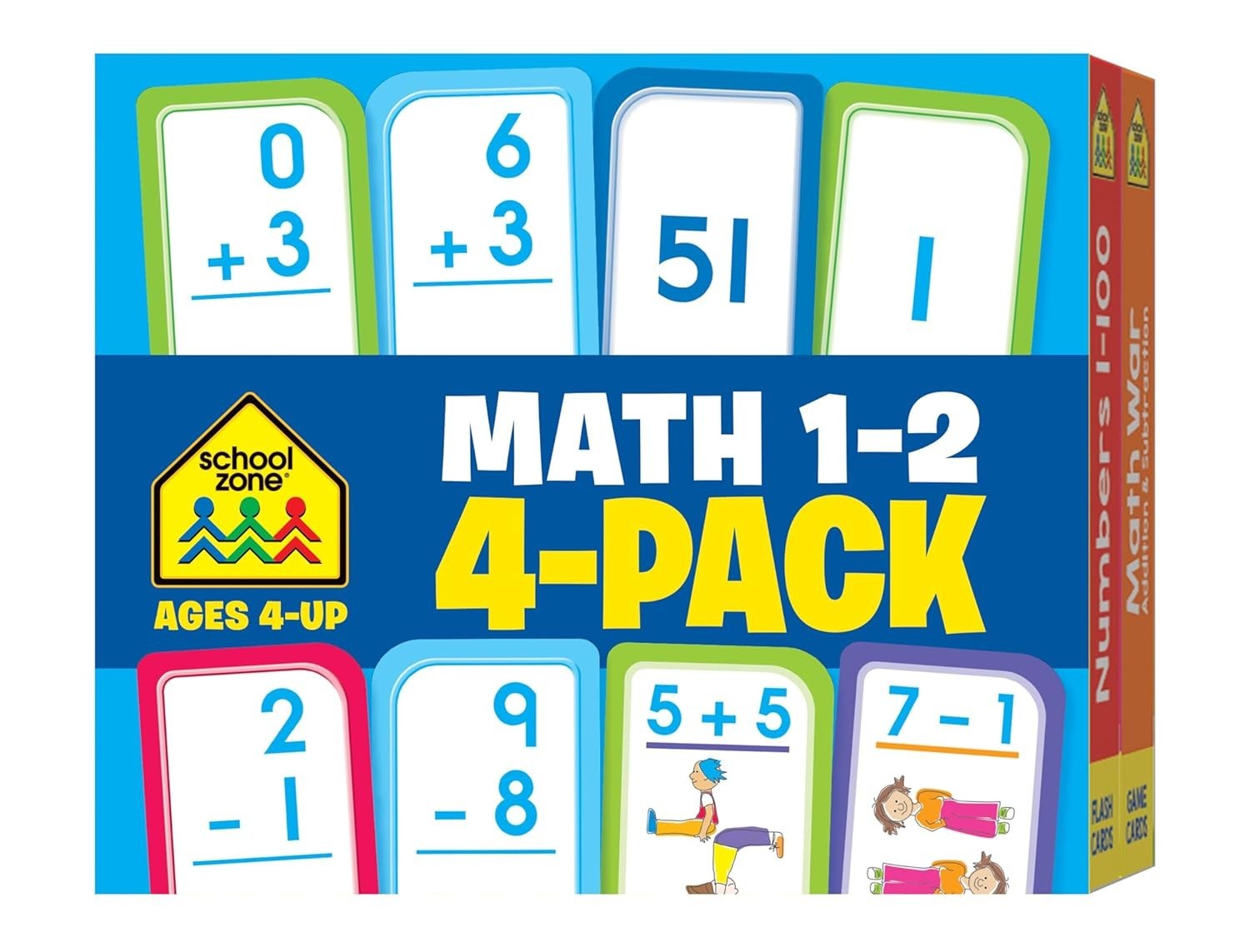 Math Flash Cards Addition Subtraction Numbers 1 to 100 4 pack 1st 2nd Grade Kids