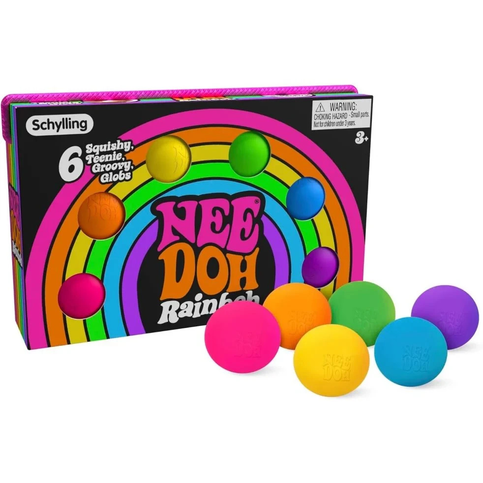 Schylling NeeDoh Rainboh Teenie 6 Pack Squishy Stress Ball Toy NEW Free Ship