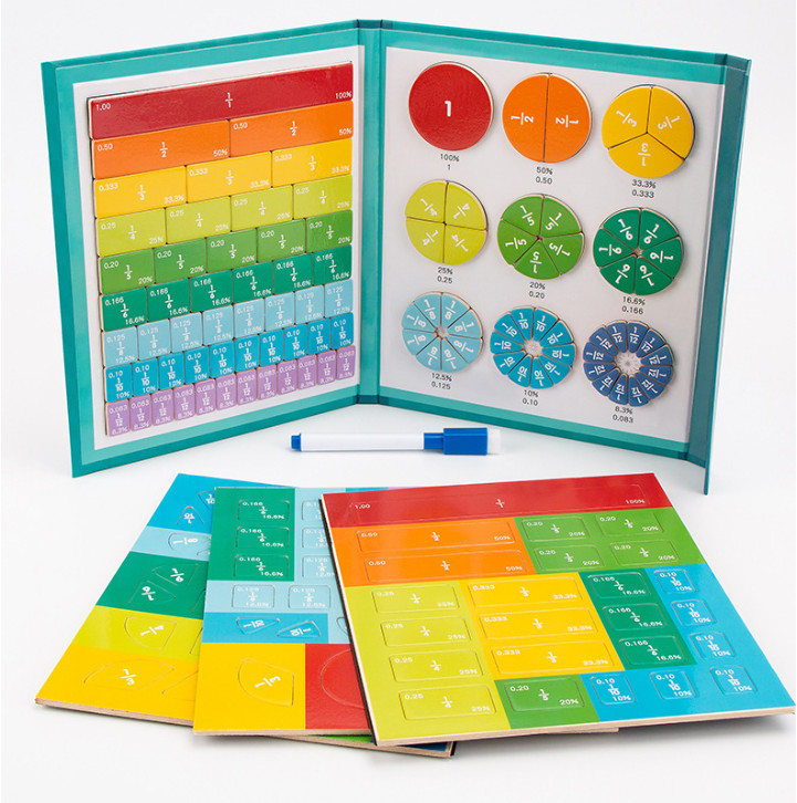 Montessori Magnetic Fraction Demonstration Book Educational Puzzle Math For Kids