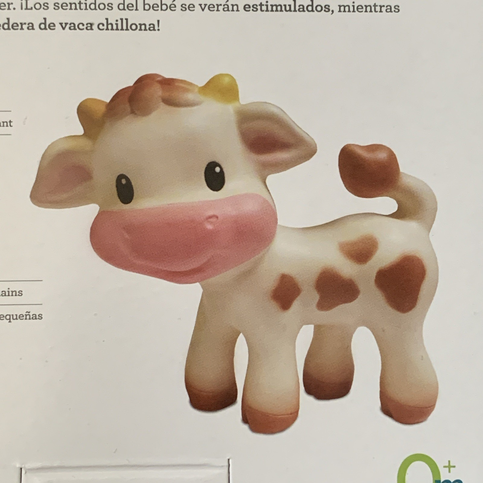 Infantino Squeeze and Teethe Cow New BPA FREE. natural Rubber Tether