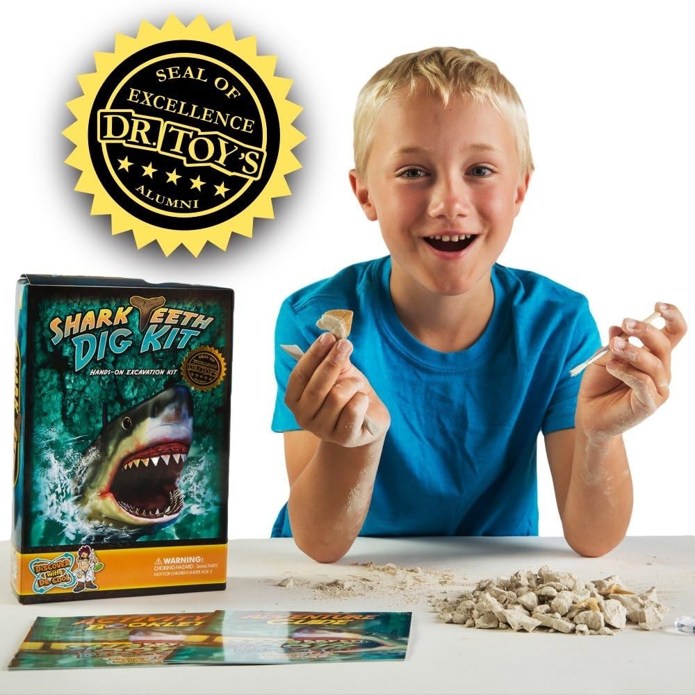 Discover with Dr. Cool Shark Tooth Dig Kit – Dig Up 3 Real Shark Teeth Fossils!