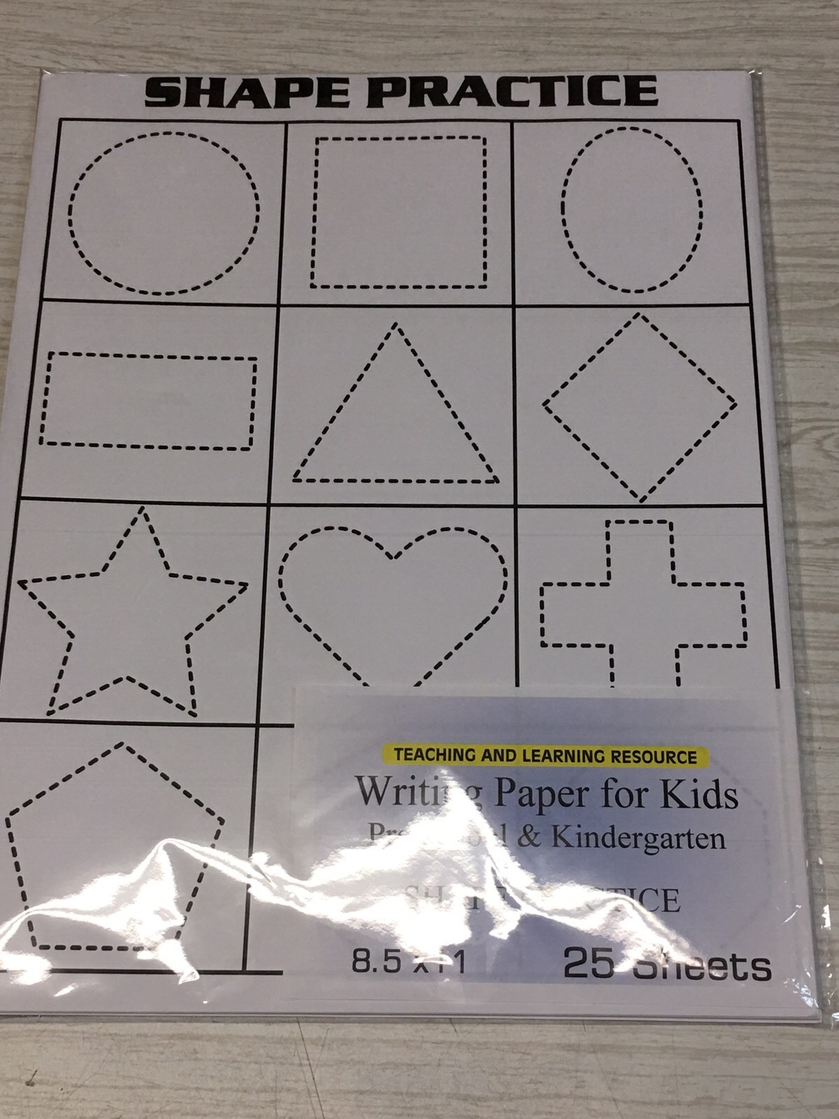 Writing Paper for Kids – SHAPE PRACTICE – 11X 8.5 in, 20 lb, 25 sheets