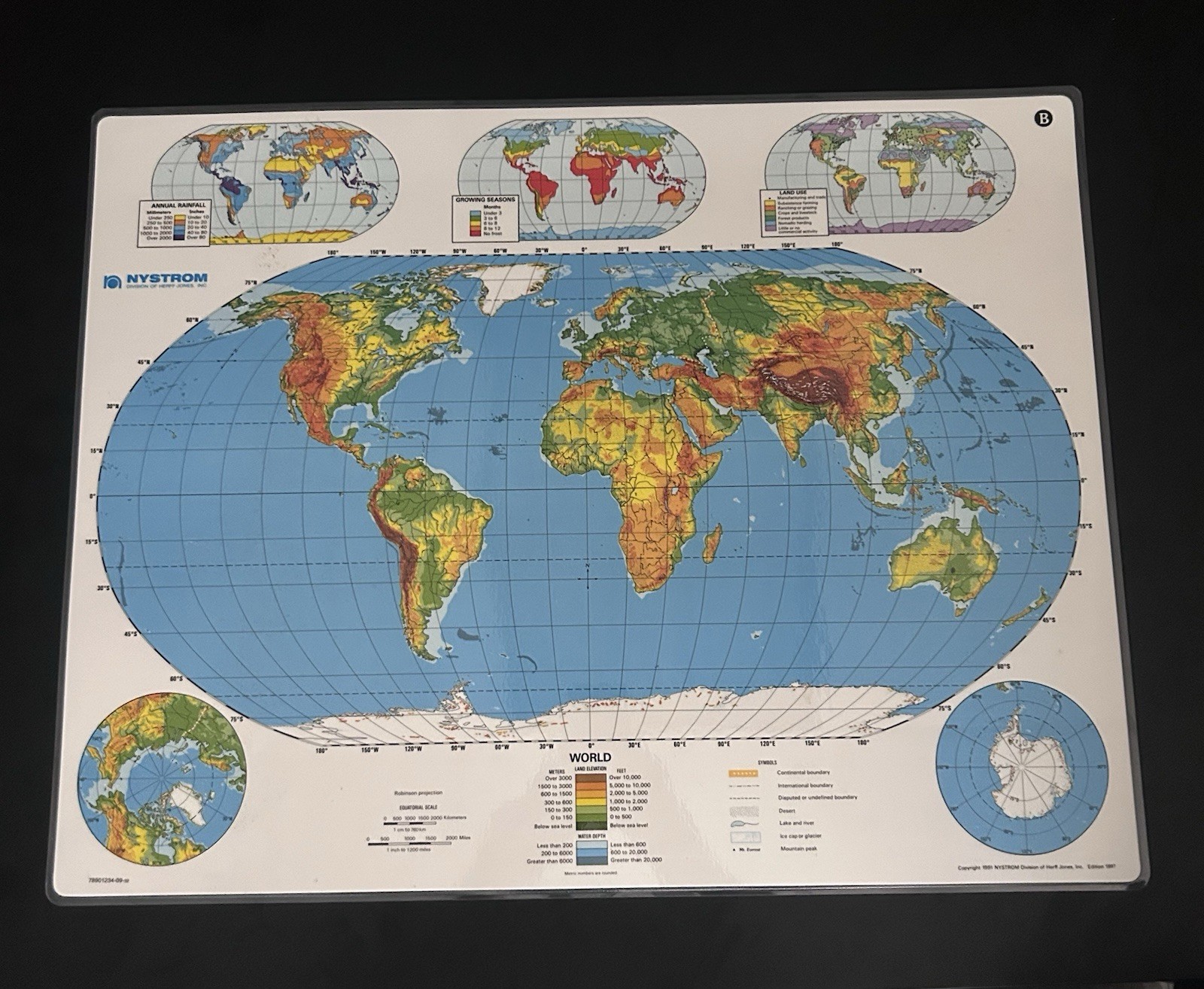 Nystrom Physical Landscape Laminated World Map 2-Sided 22″ X 17.5″