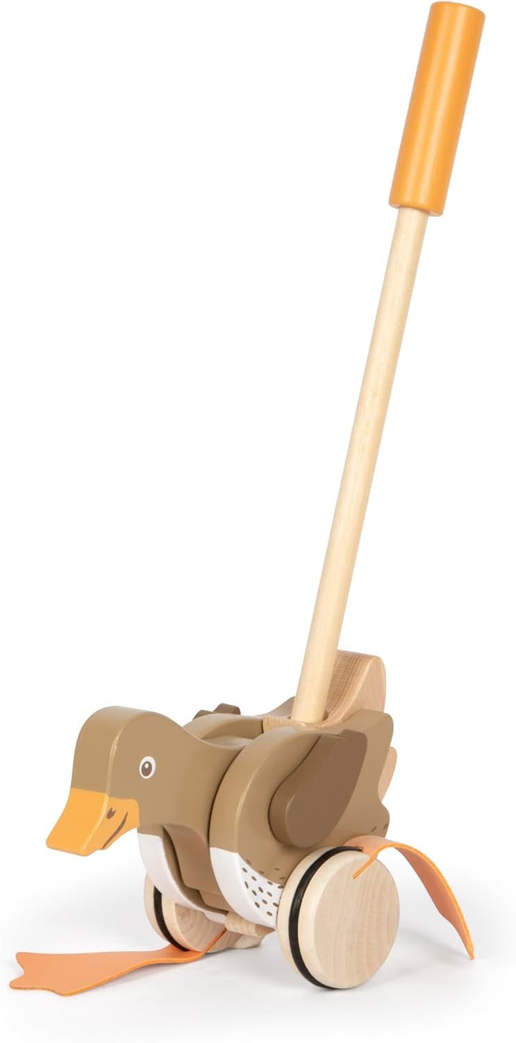 small foot Push-Along Duck, Wood, Moving Head, Helps with Learning, Walking aid,