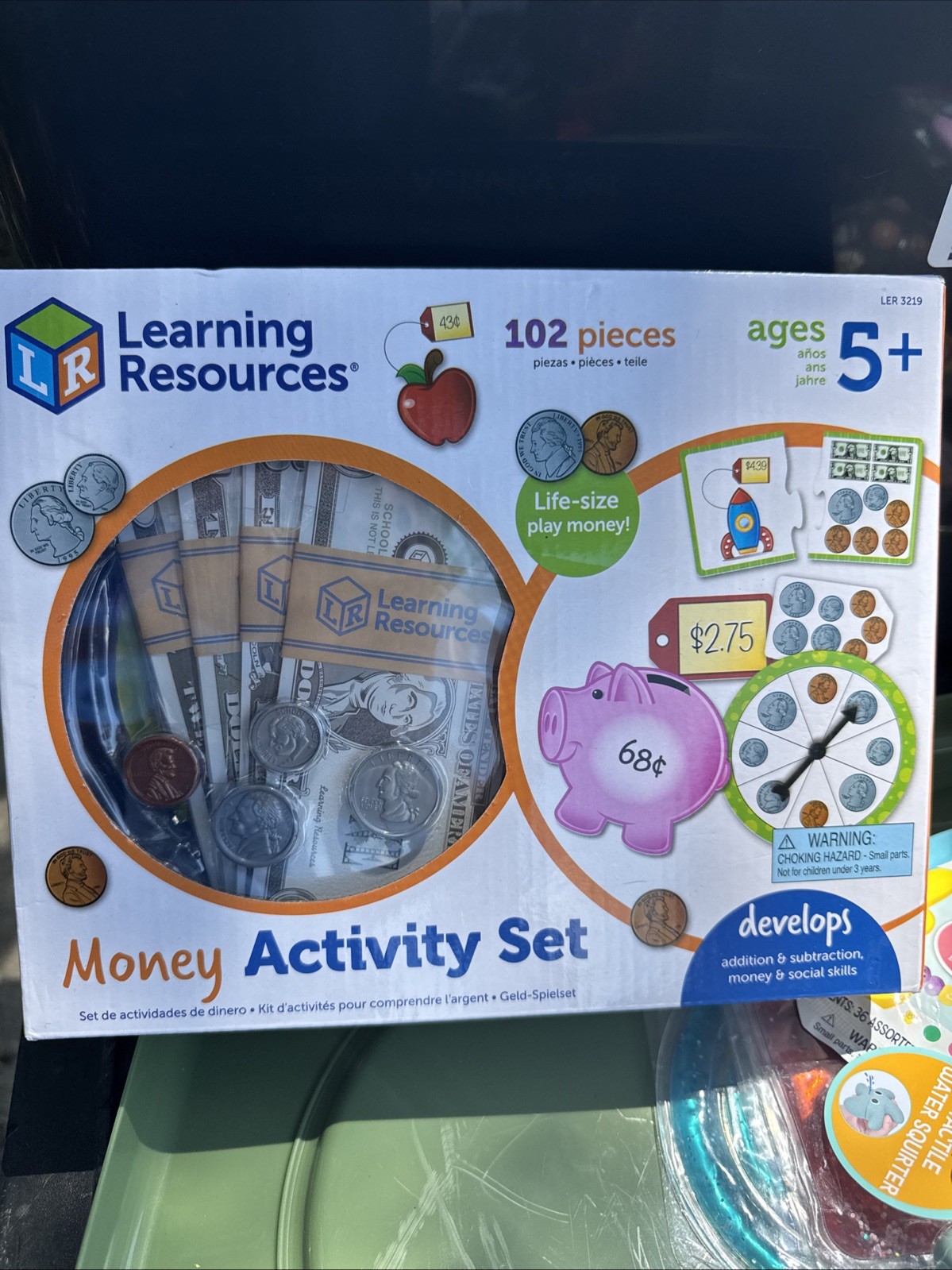 NEW Learning Resources Money Activity Set 102 Pcs Coins Spinner & Money READ!