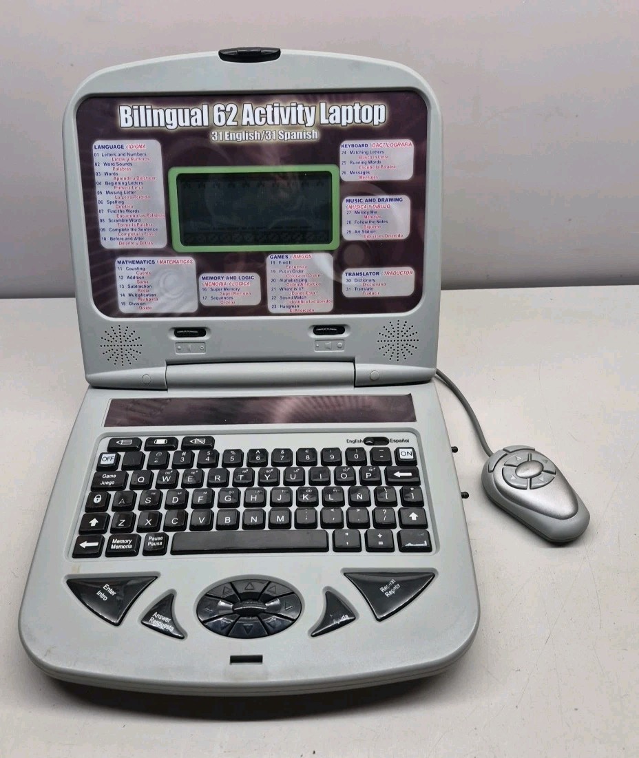 Vintage Bilingual Educational Laptop 62 Activities Learning English Spanish