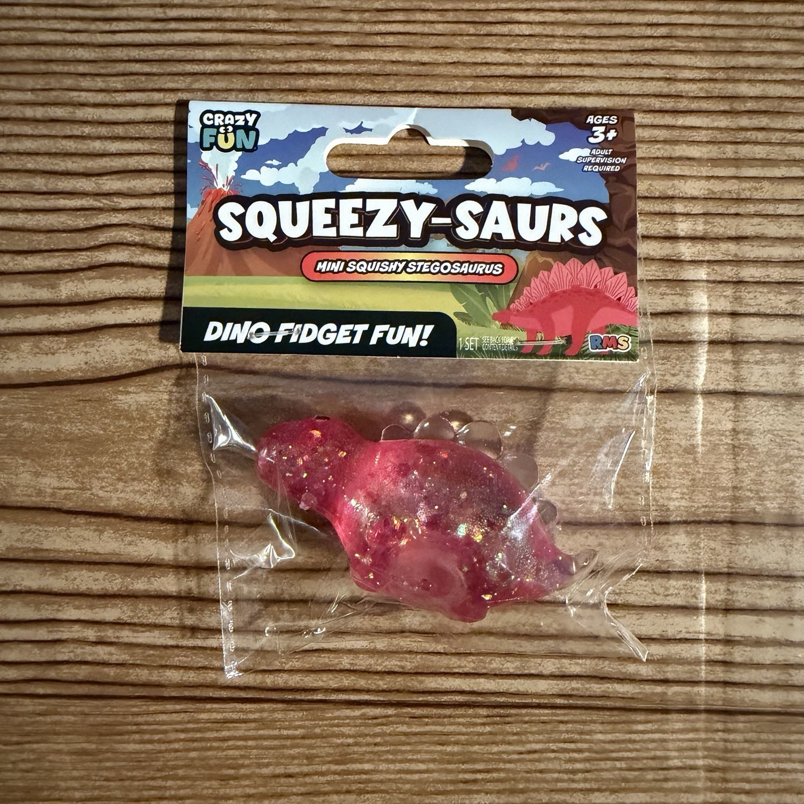 NEW! Lot of 3 RMS Squeezy-Saurs Dino Fidget Sugar Sensory Toys Assorted Colors
