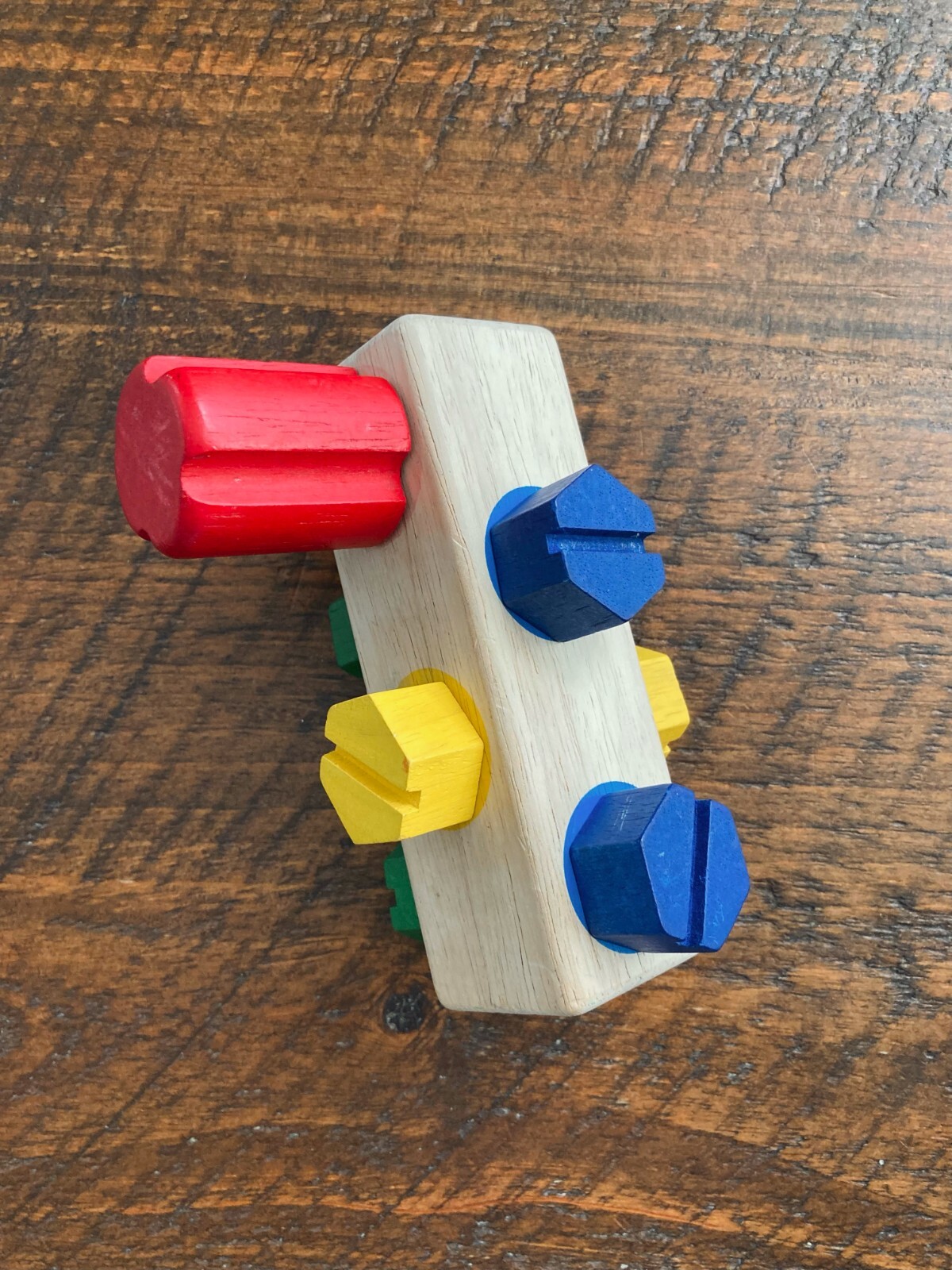 Guidecraft Wooden Screw Block Montessori Learning Toy Memory & Fine Motor Skills