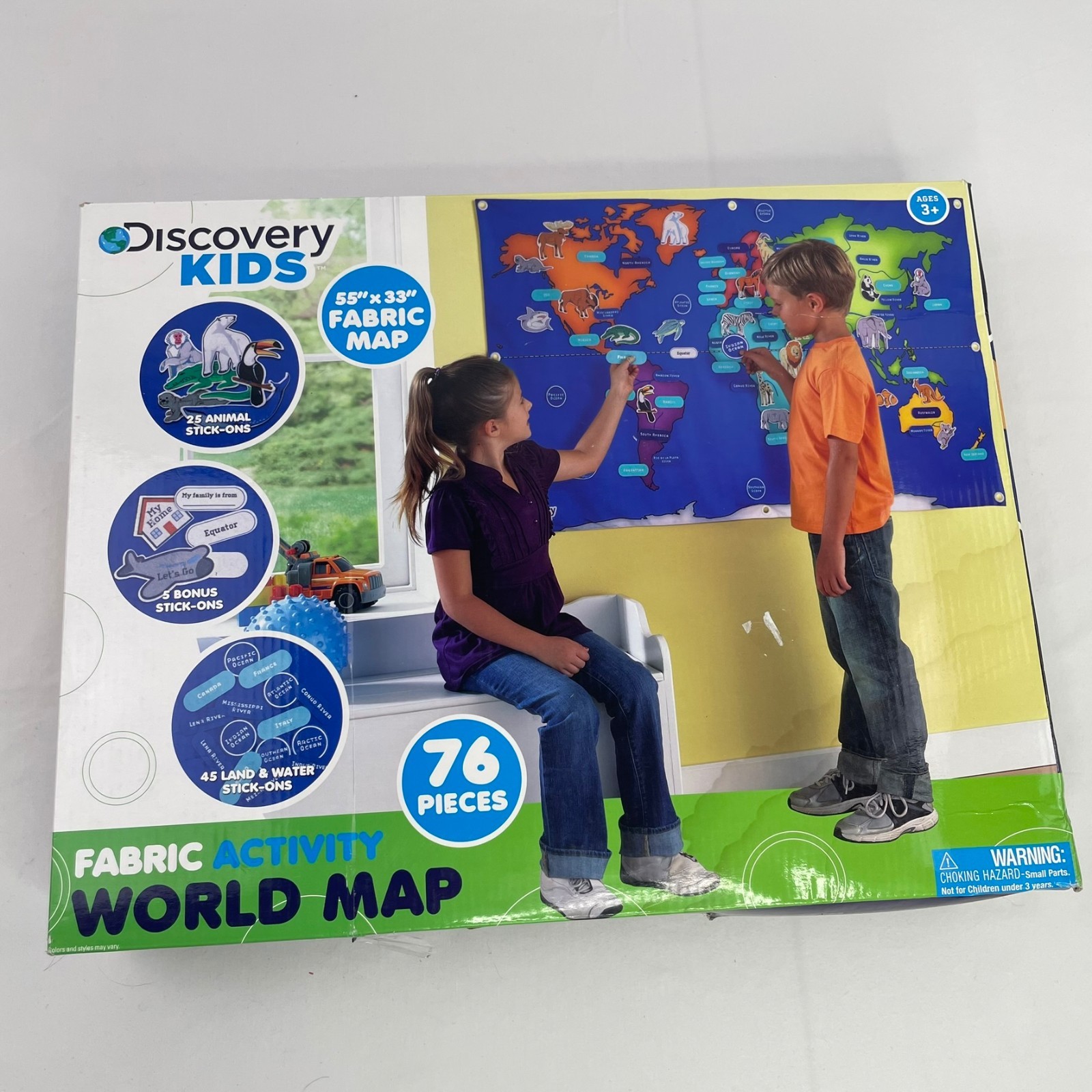 Discovery Kids Fabric Activity World Map Continents Countries Oceans