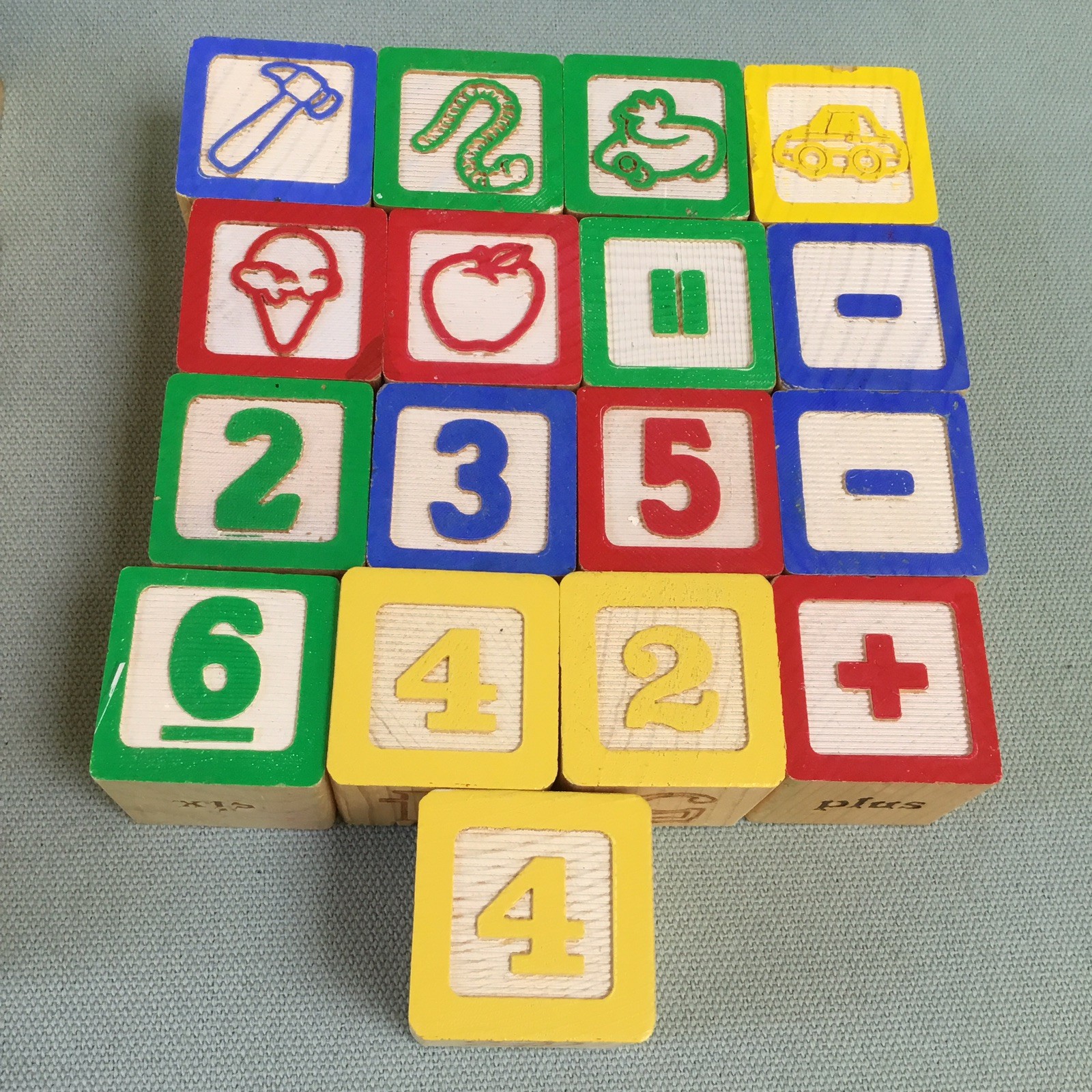 73 Vintage Wood Alphabet ABC Letter Building BLOCKS Playskool + Numbers Pictures